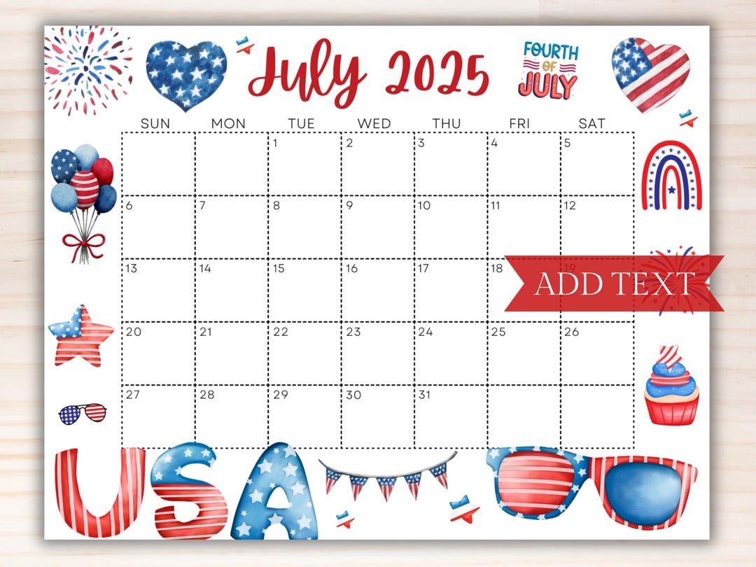 Free Printable Calendar 2025 July