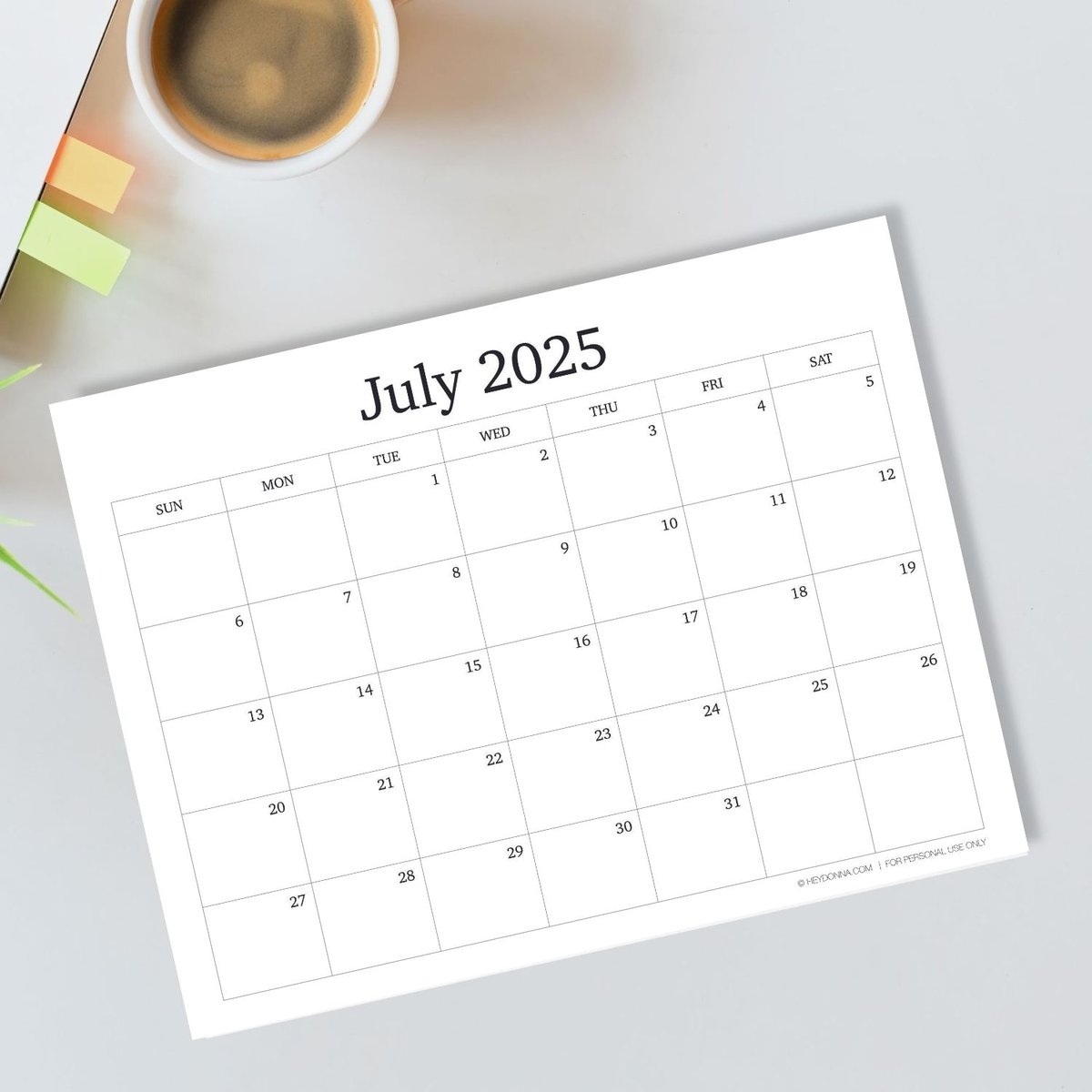 Printable July Monthly Calendar 2025 Hey Donna Printable July Monthly Calendar 2025 Hey Donna