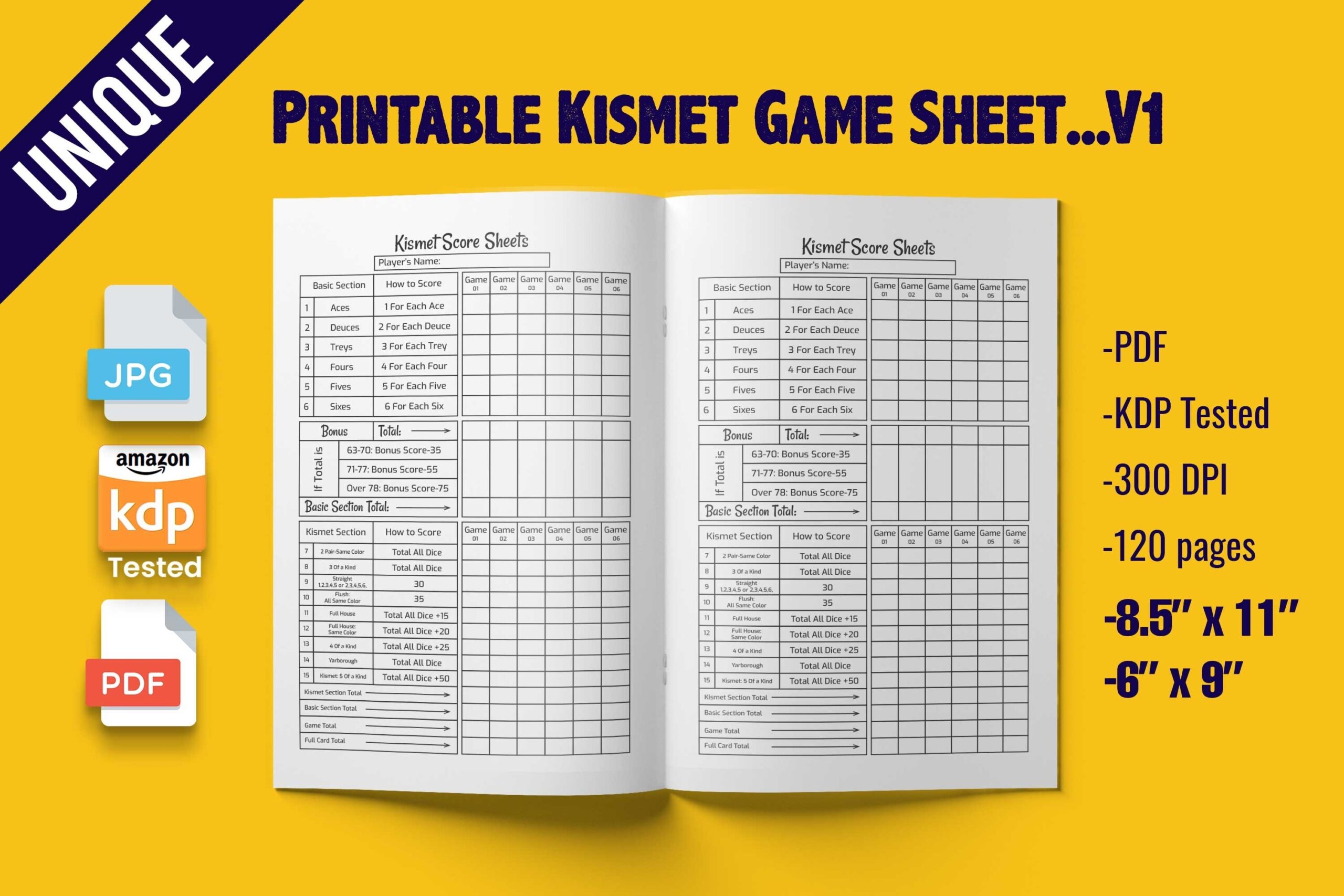Printable Kismet Game Sheet KDP Graphic By Design Basket 