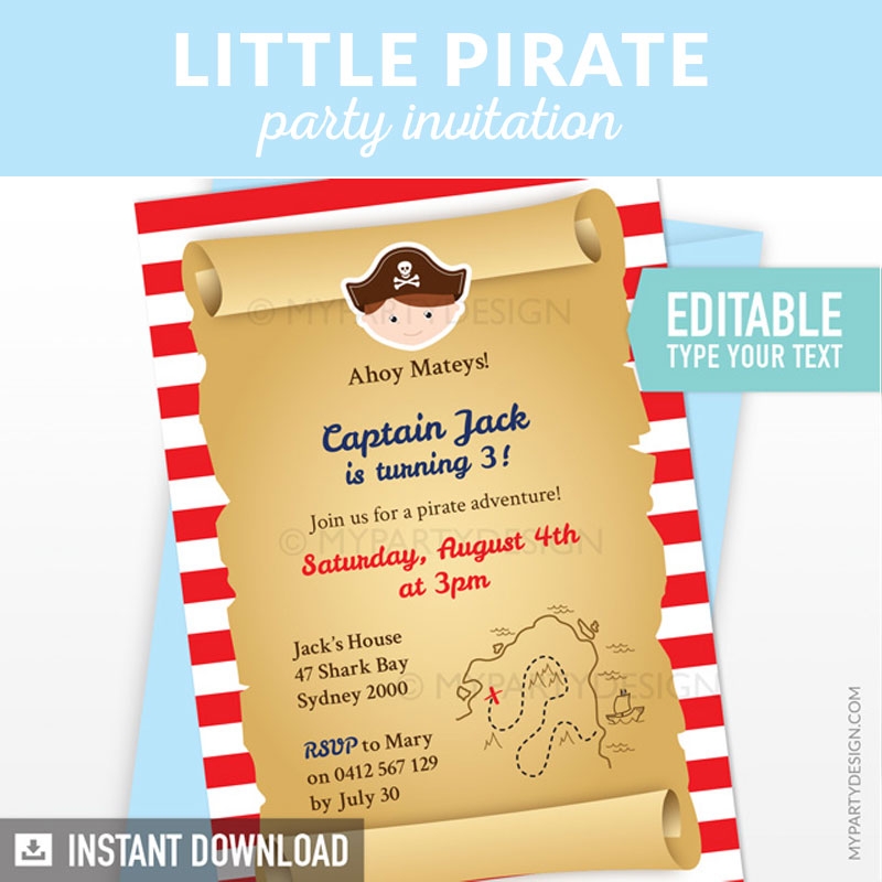 Printable Little Pirate Party Invitation