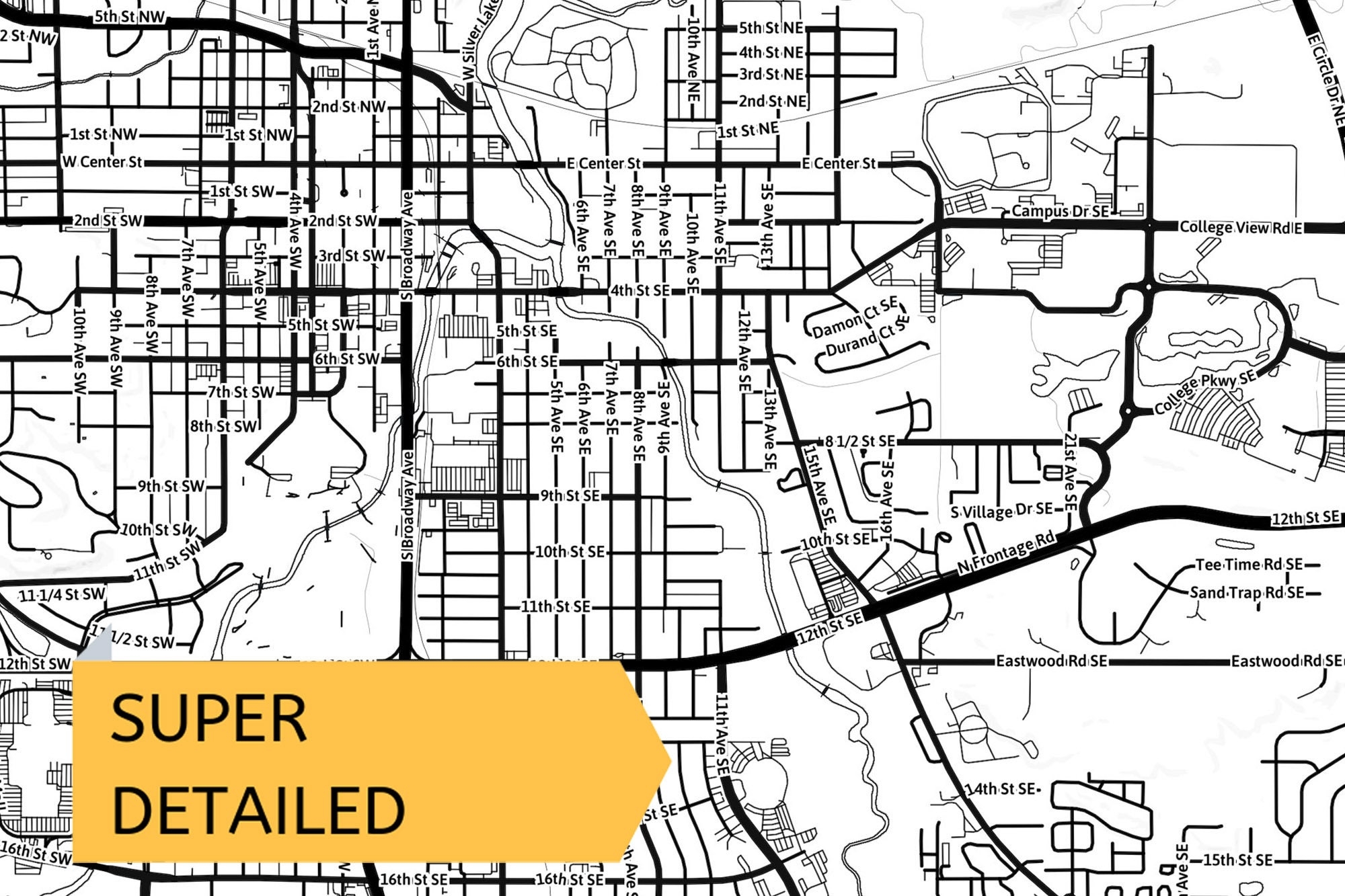 Printable Map Of Rochester Minnesota USA With Street Names Instant Download City Map Travel Gift City Poster Road Map Print Etsy