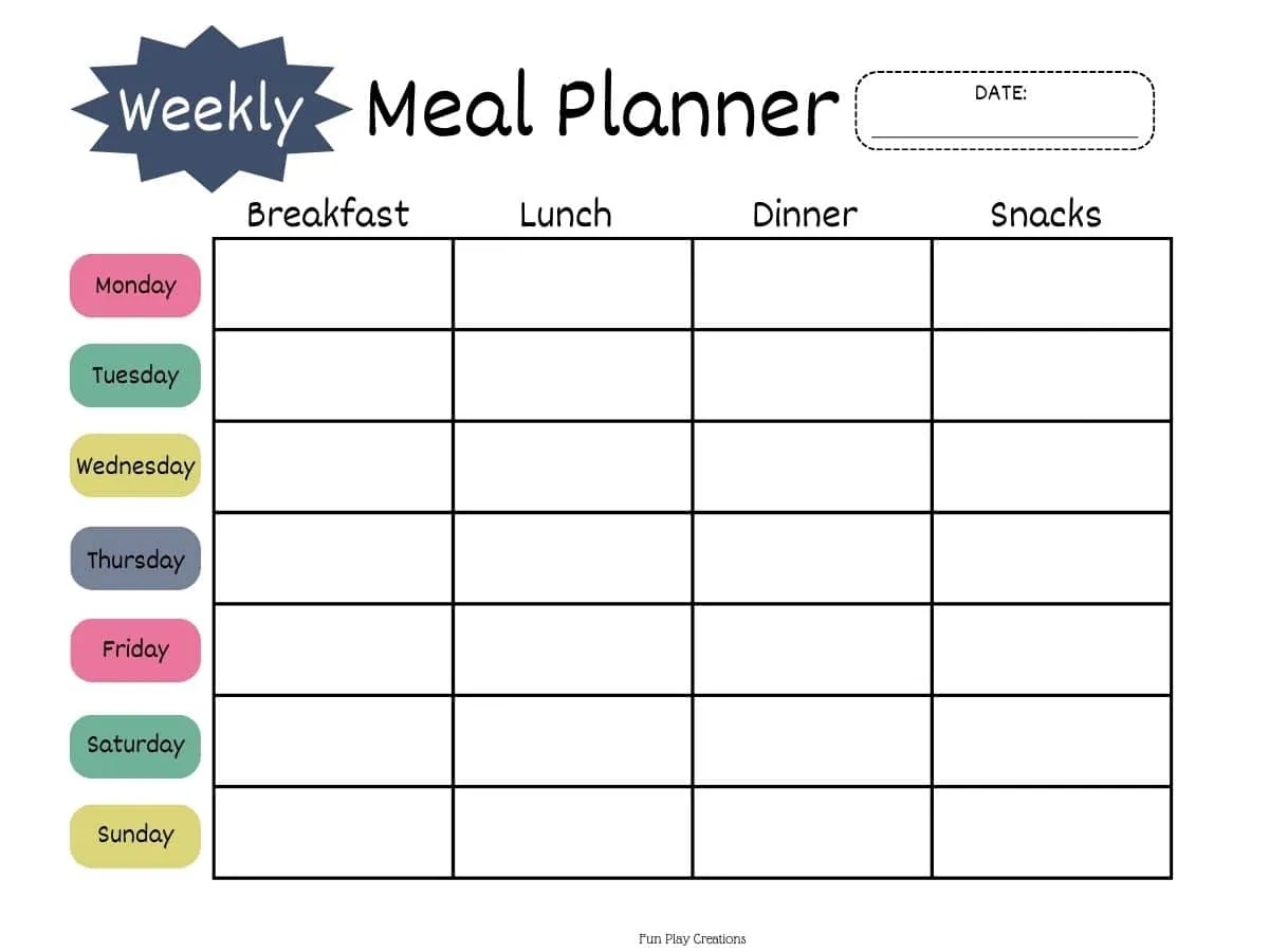 Printable Meal Planner Templates Free PDF Printable Meal Planner Templates Free PDF