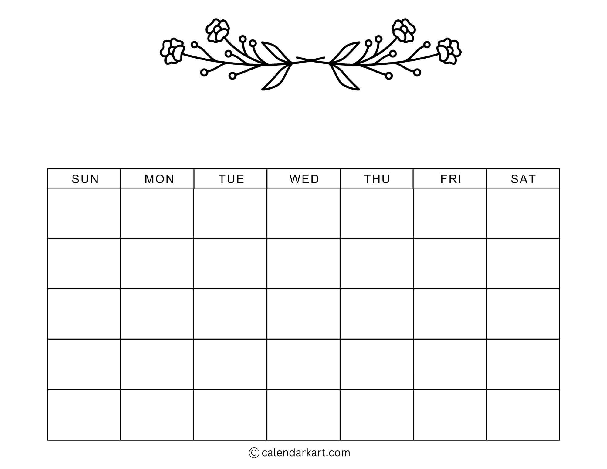 Free Printable Blank Monthly Calendar Pages Free Printable Blank Monthly Calendar Pages