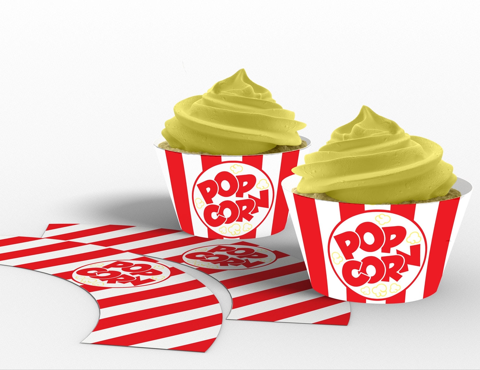 Printable Popcorn Box Cupcake Wrappers Carnival Popcorn Party Movie Night Popcorn Party Circus Popcorn Party Instant Download