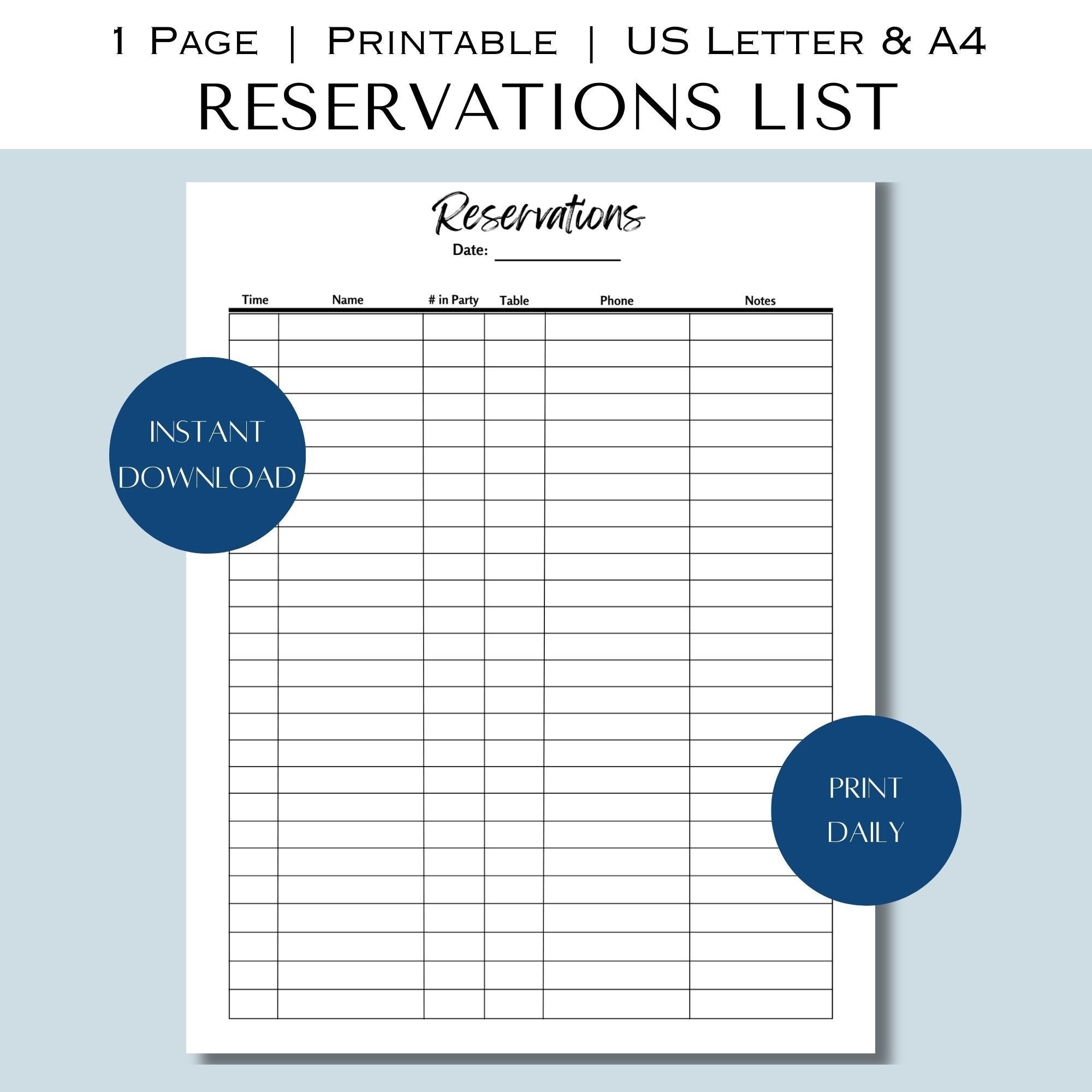 Free Printable Restaurant Reservation Templates Free Printable Restaurant Reservation Templates