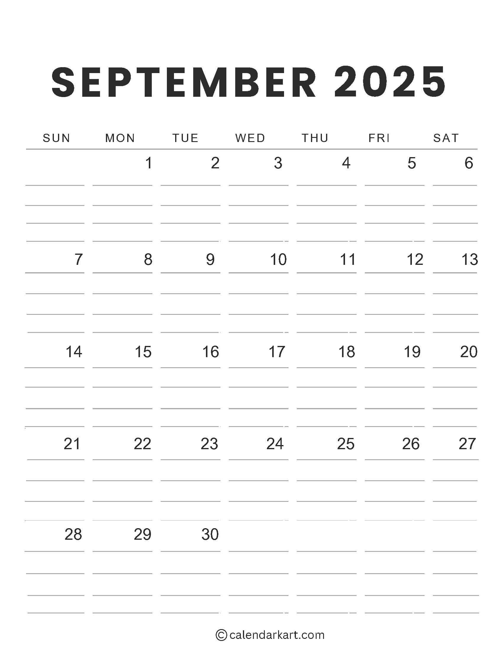 Printable September 2025 Calendar With Holidays Calendarkart