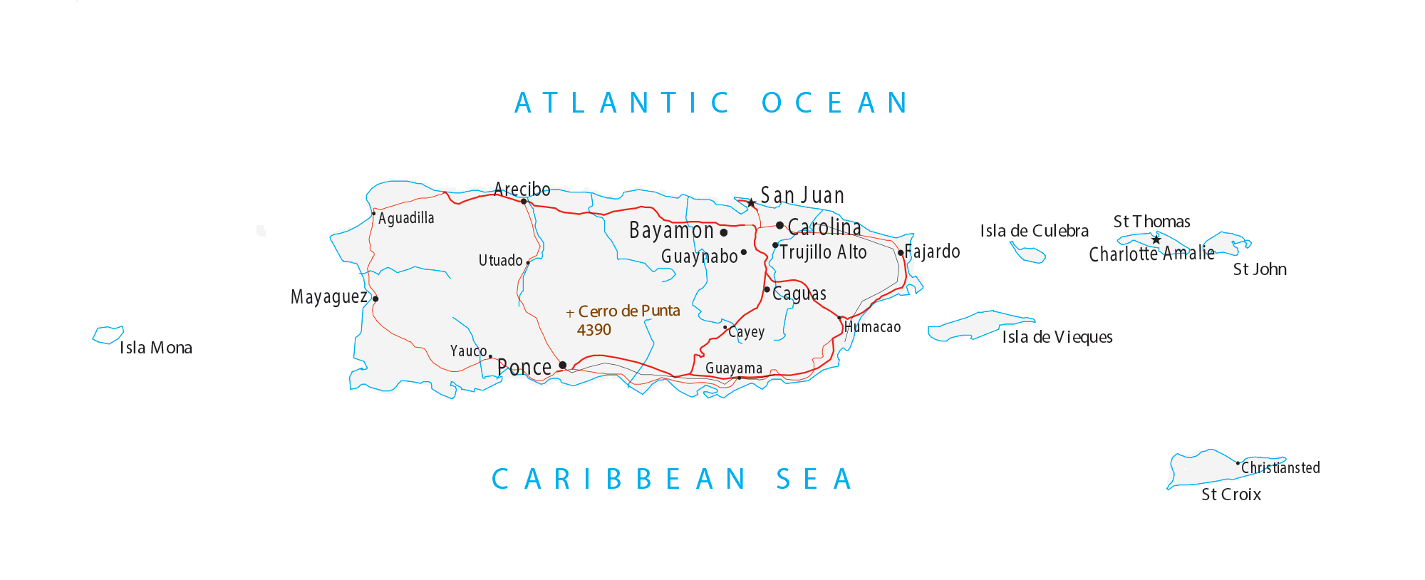 Printable Puerto Rico Road Map