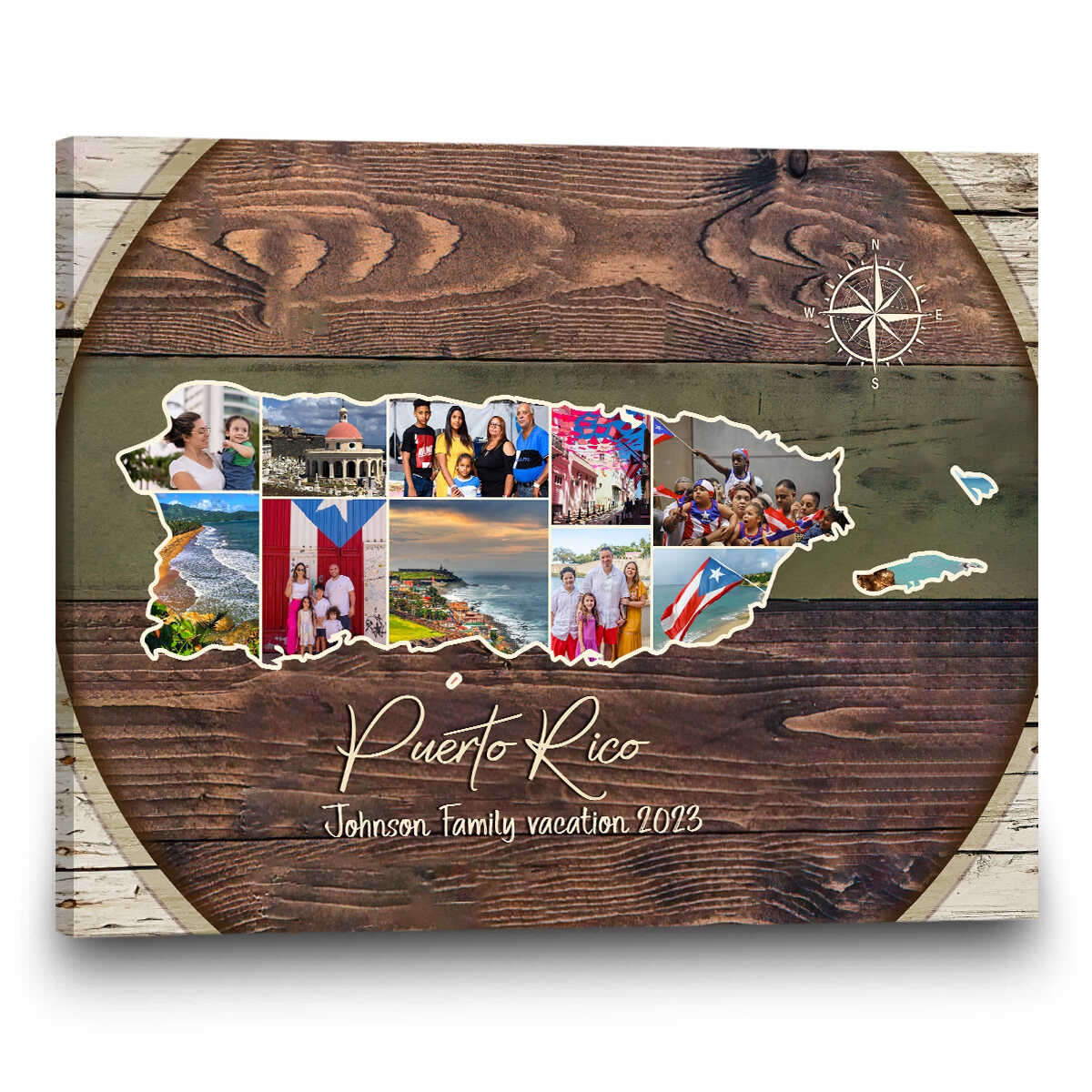 Puerto Rico Map Photo Collage Canvas Print Puerto Rico Road Trip Puerto Rico Travel Personalized Gift Personalized Gifts