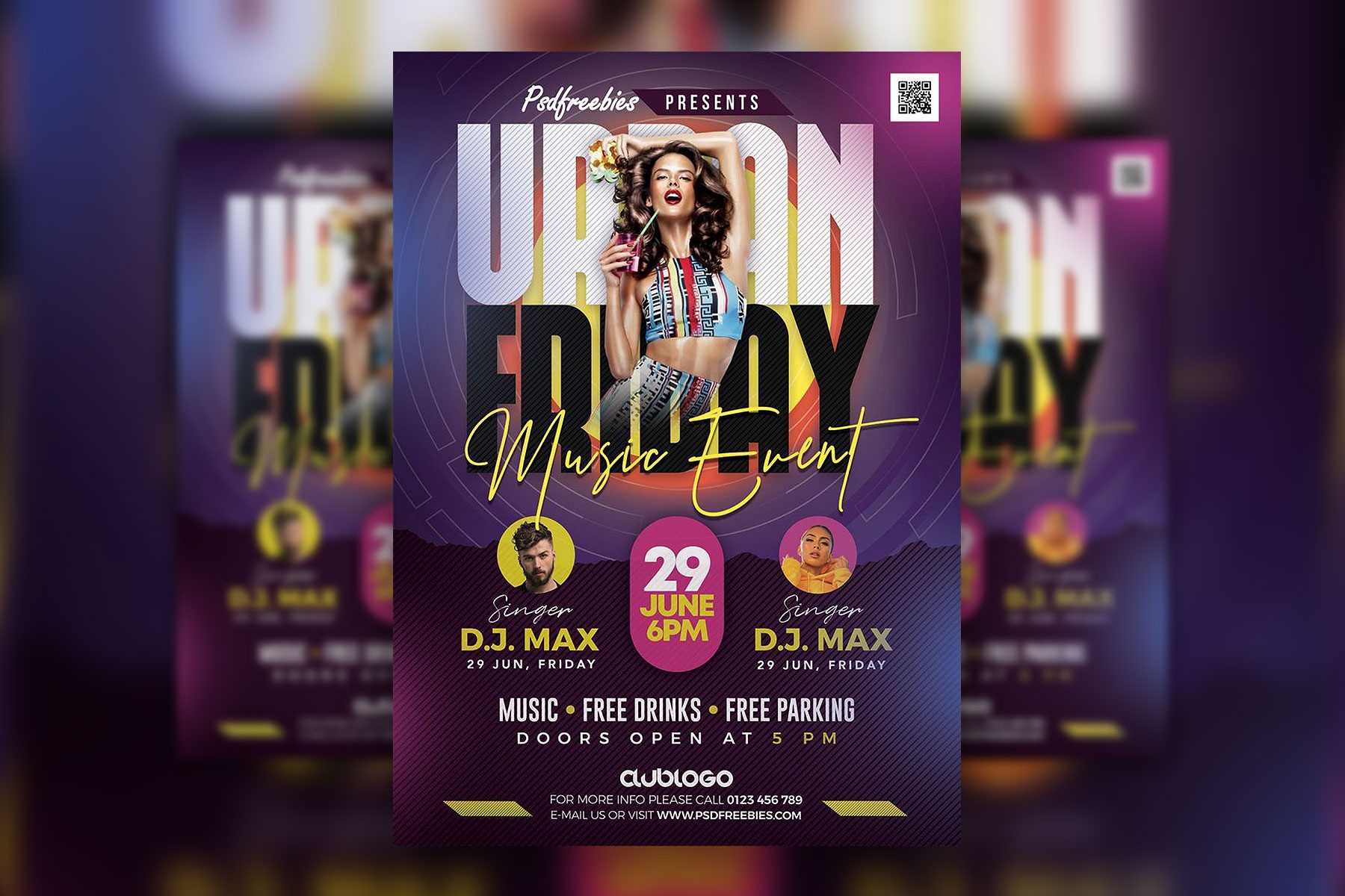 Purple Modern Music Club Flyer Template Free Download Resource Boy