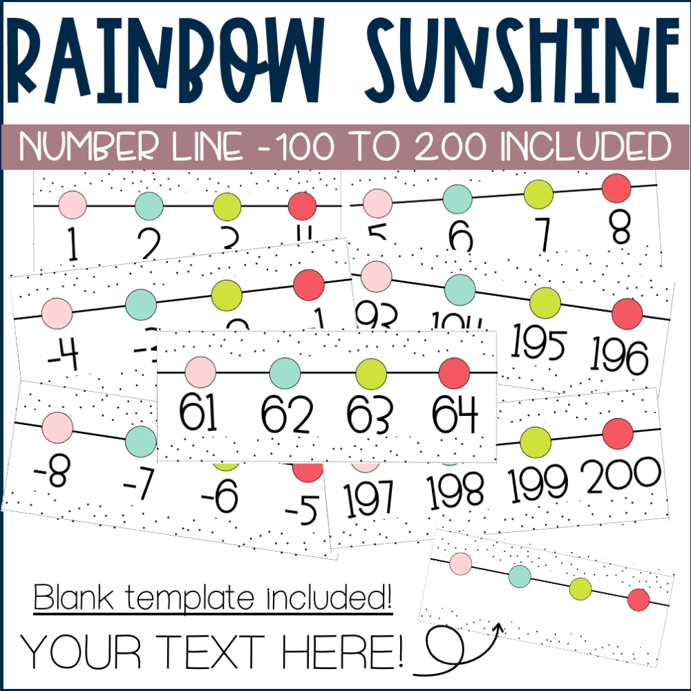 Rainbow Printable Number Line Stephanie Nash