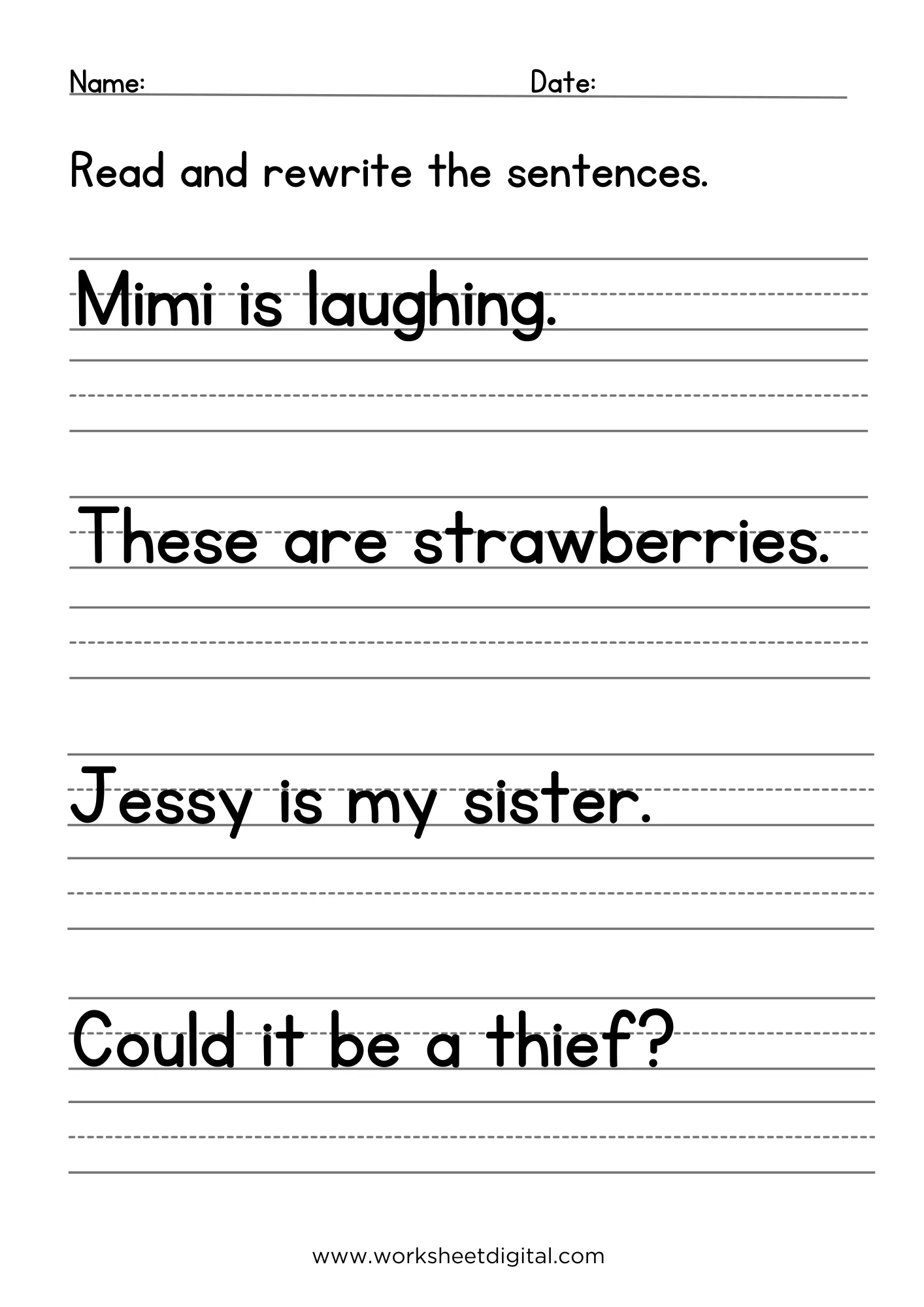 English Writing Printable Worksheets