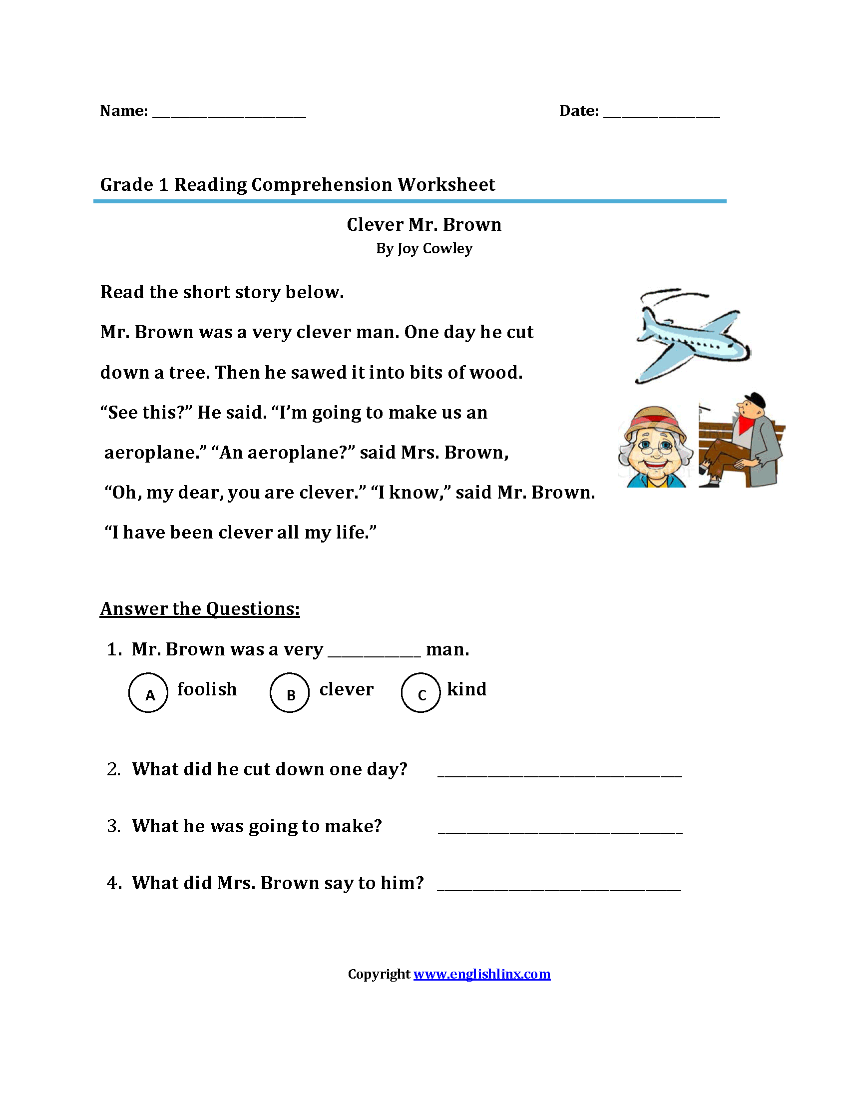 1st Grade Reading Worksheets Free Printable