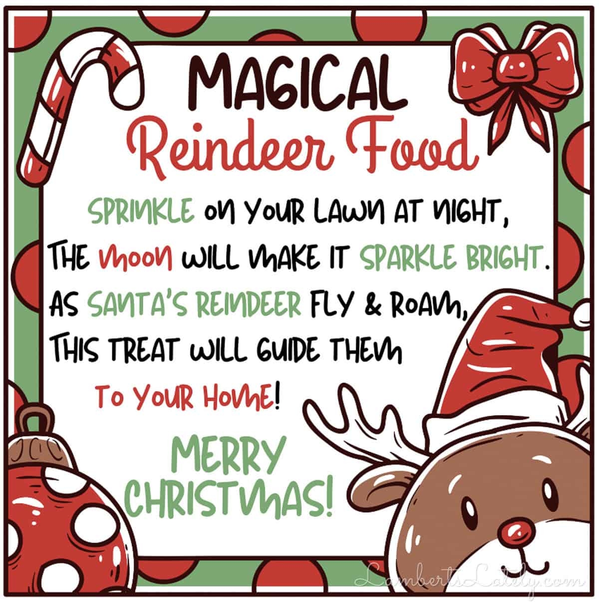Reindeer Food Recipe U0026 Poem Printable Lamberts Lately