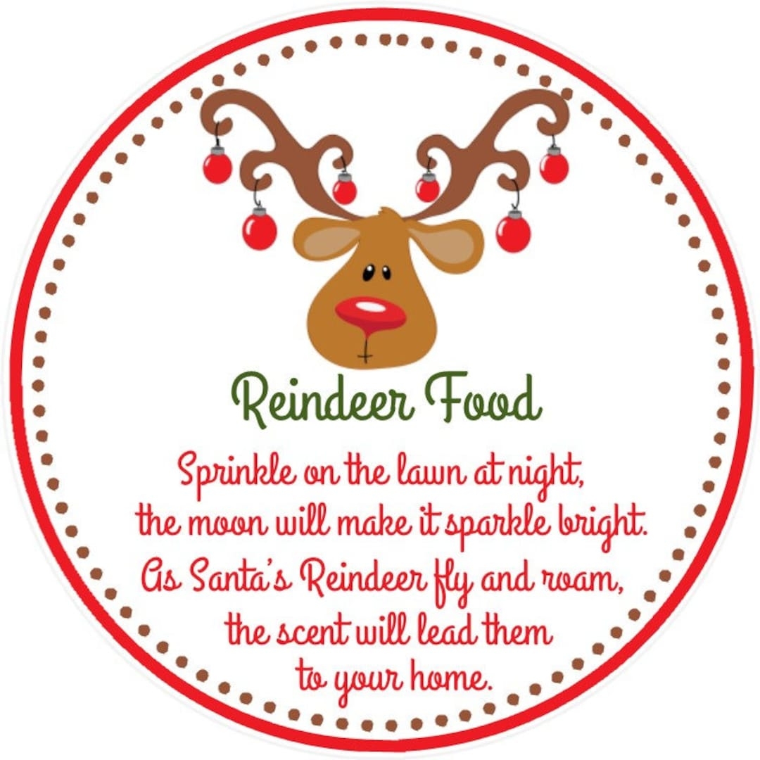 Reindeer Food Tags Printable File Instant Download Reindeer 