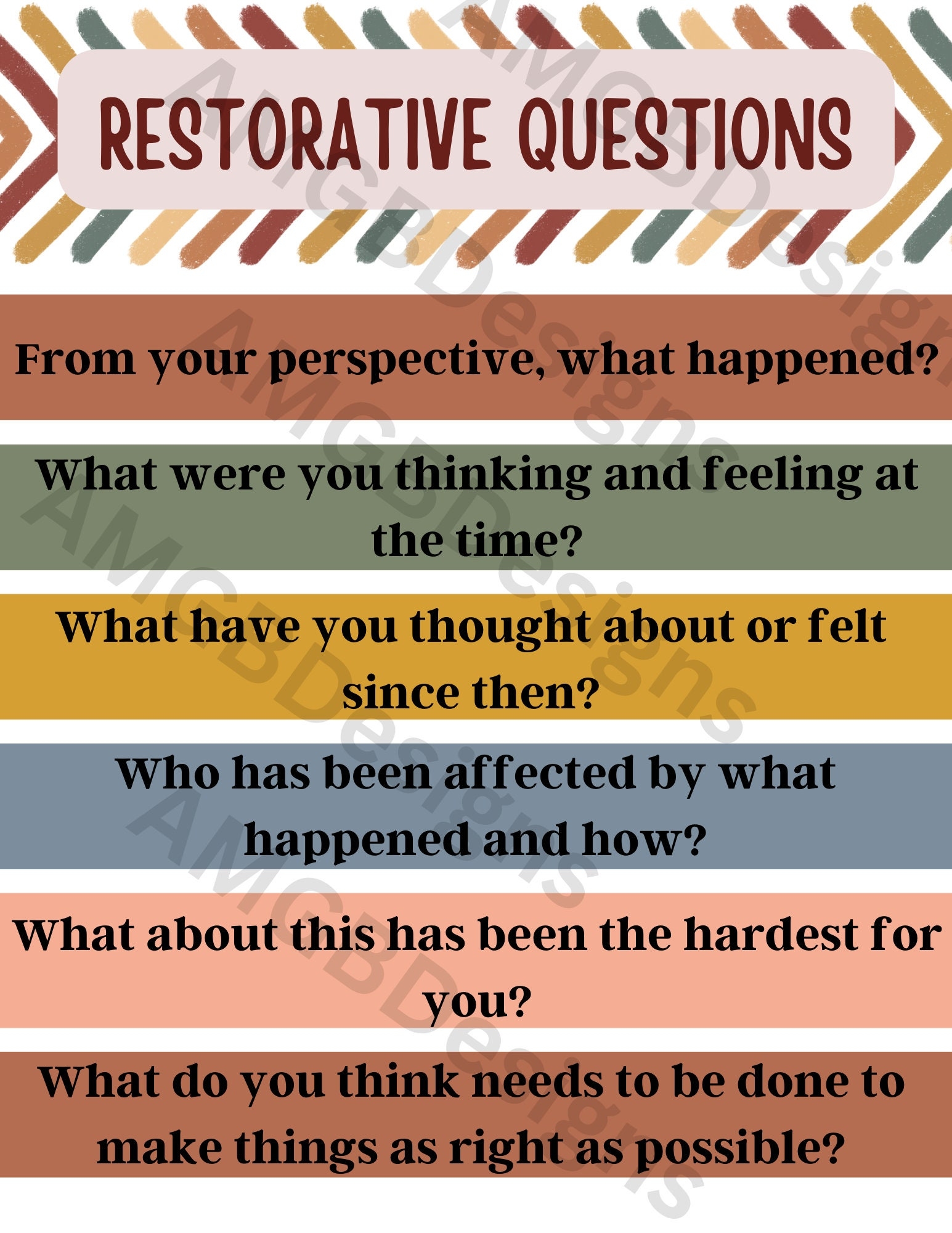 Printable Restorative Questions Worksheet