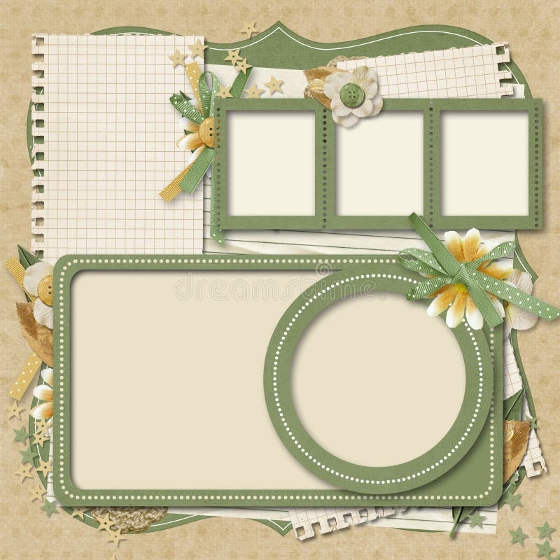 Retro Family Album 365 Project Scrapbooking Templates Stock 