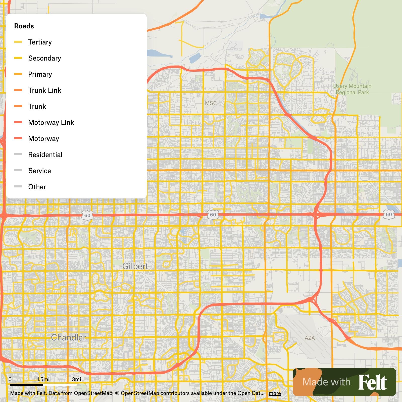 Roads In The City Of Mesa Arizona