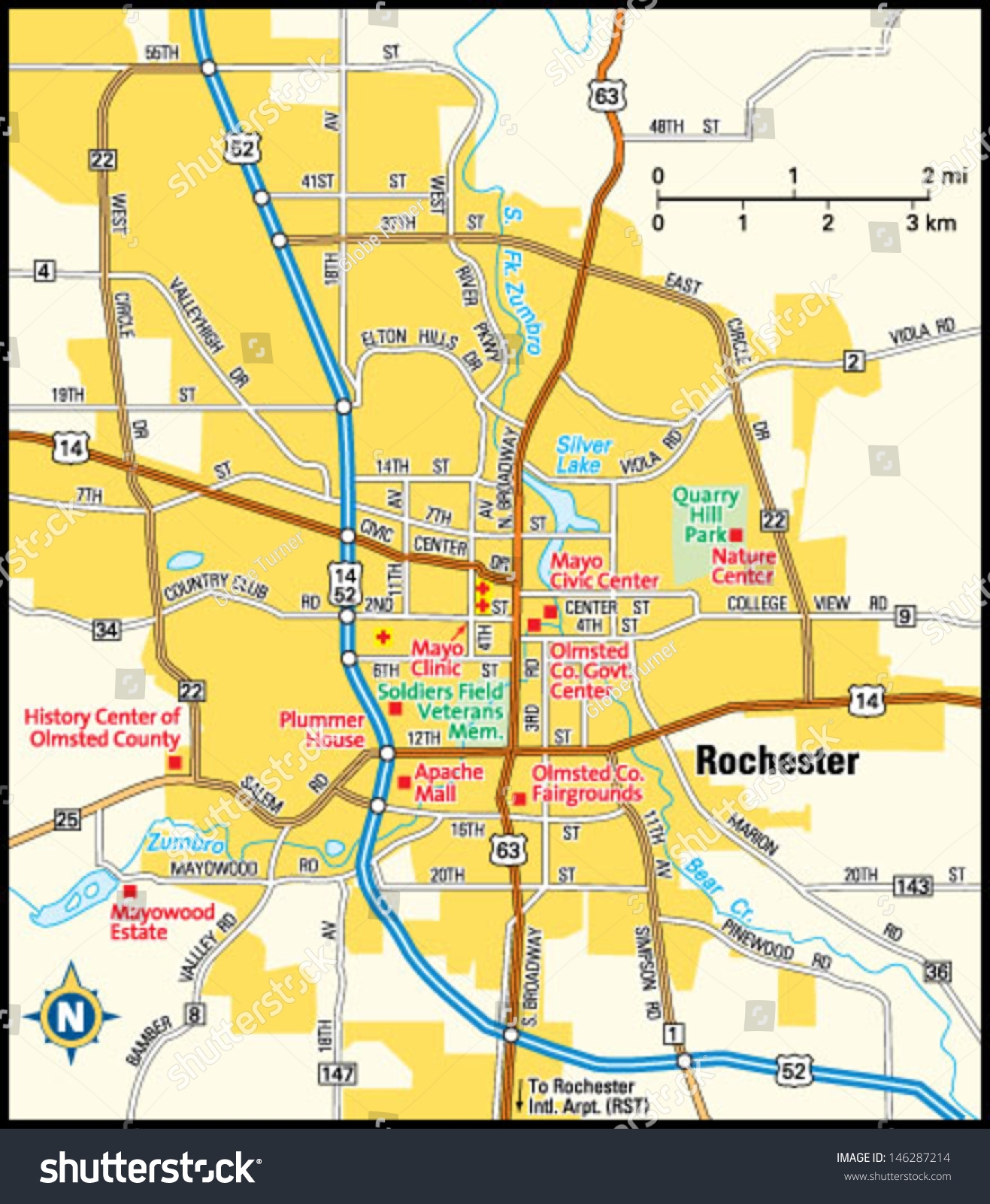 Rochester Minnesota Area Map Stock Vector Royalty Free 146287214 Shutterstock