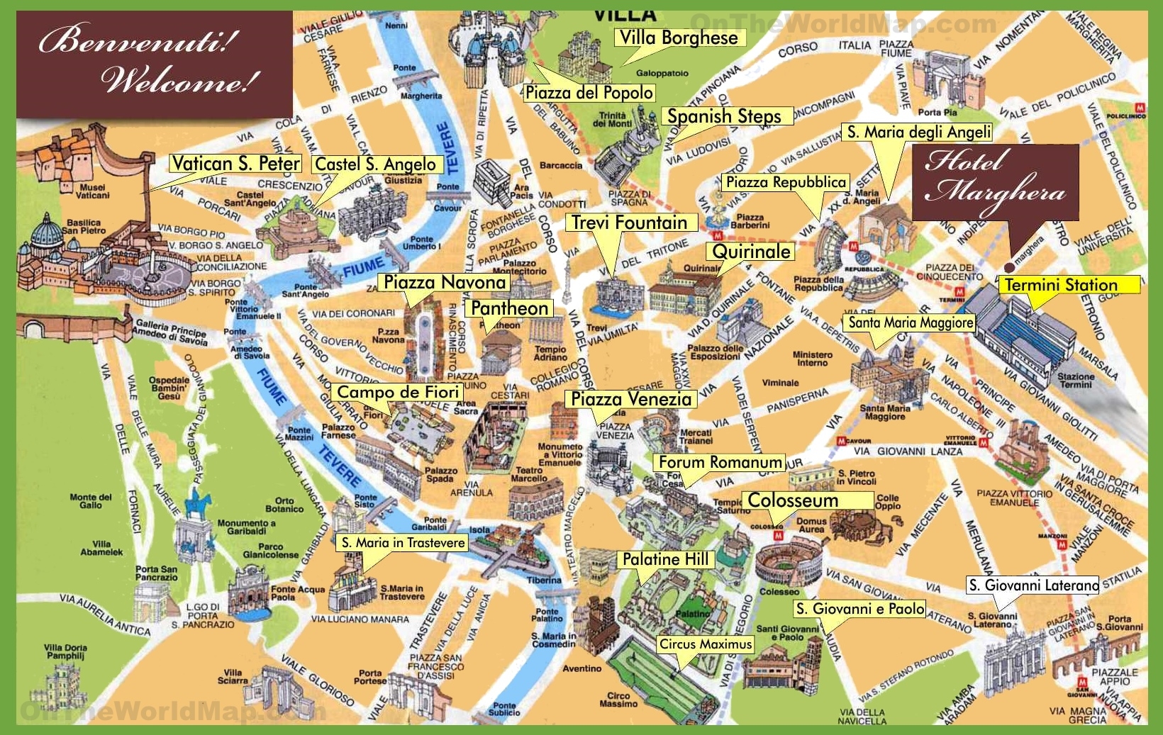 Rome Sightseeing Map Ontheworldmap