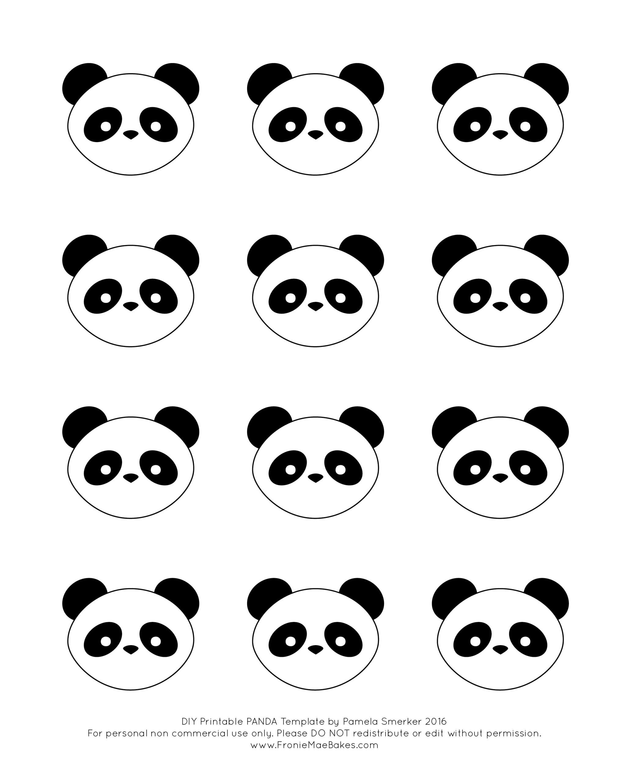 Royal Icing Panda Cupcake Topper With Free Printable Template