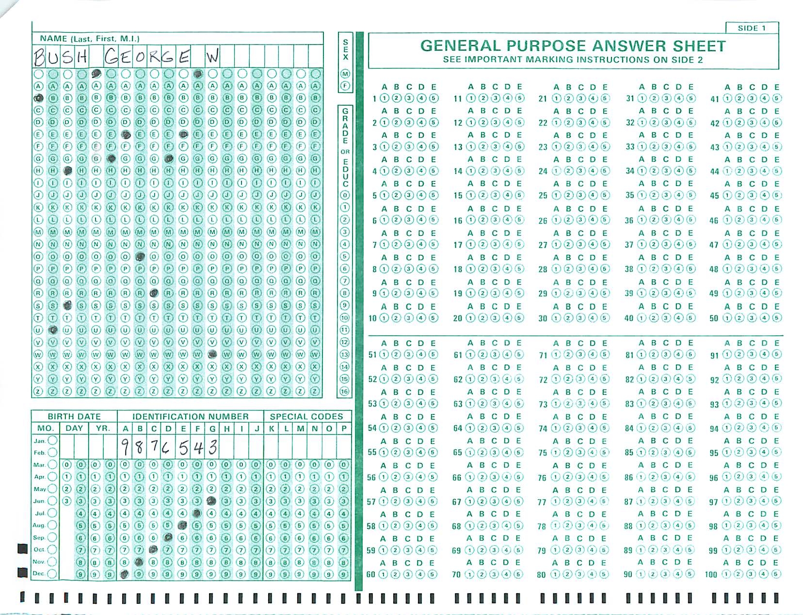 Sat Answer Bubble Sheet Printable