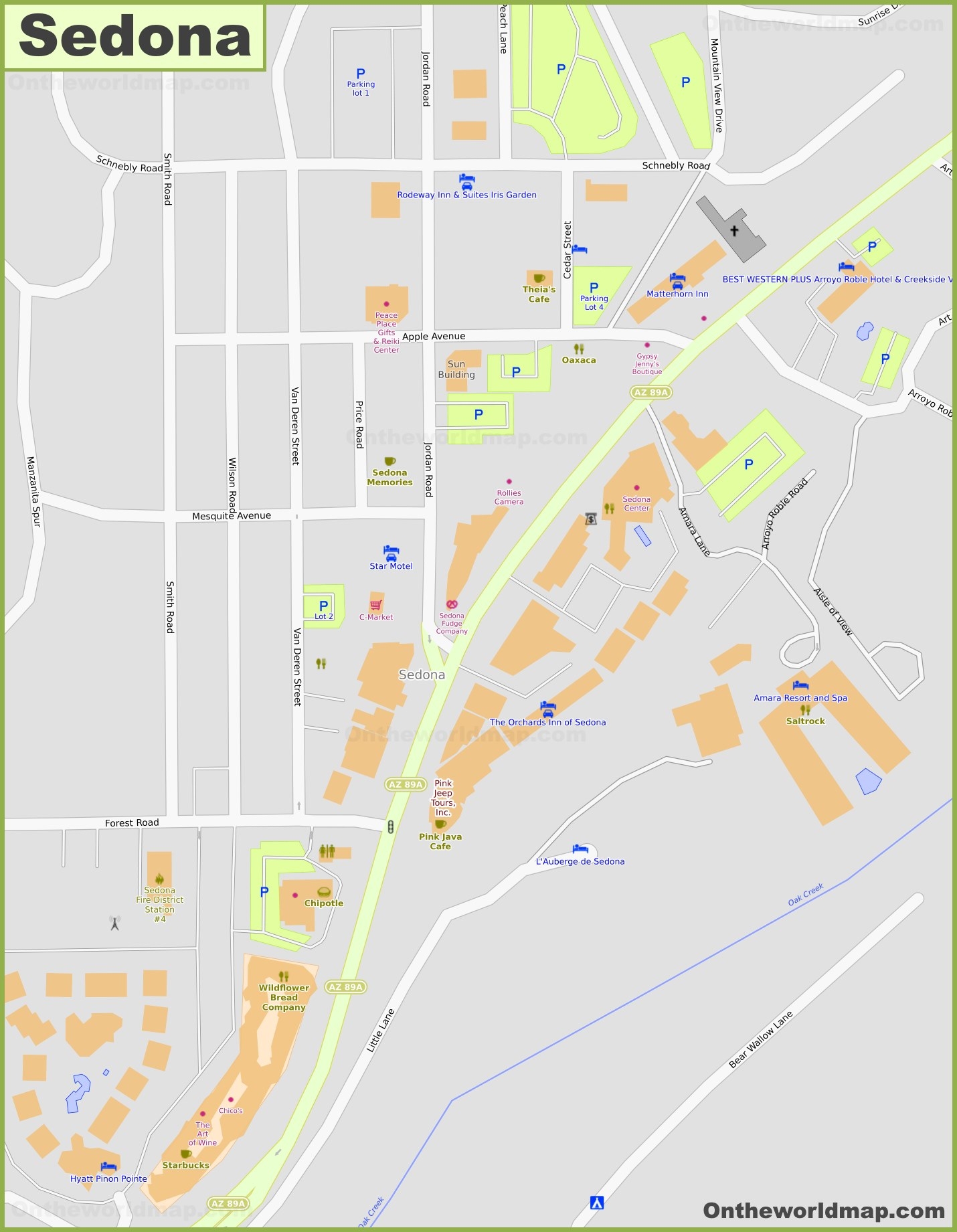 Sedona Uptown Map Ontheworldmap