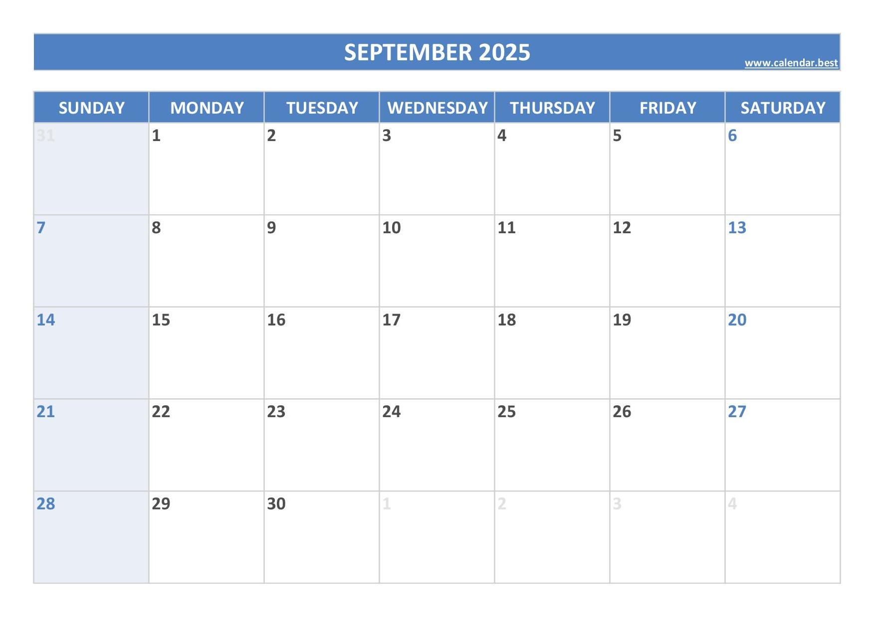 September 2025 Calendar