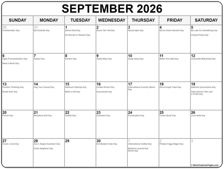September 2025 With Holidays Calendar