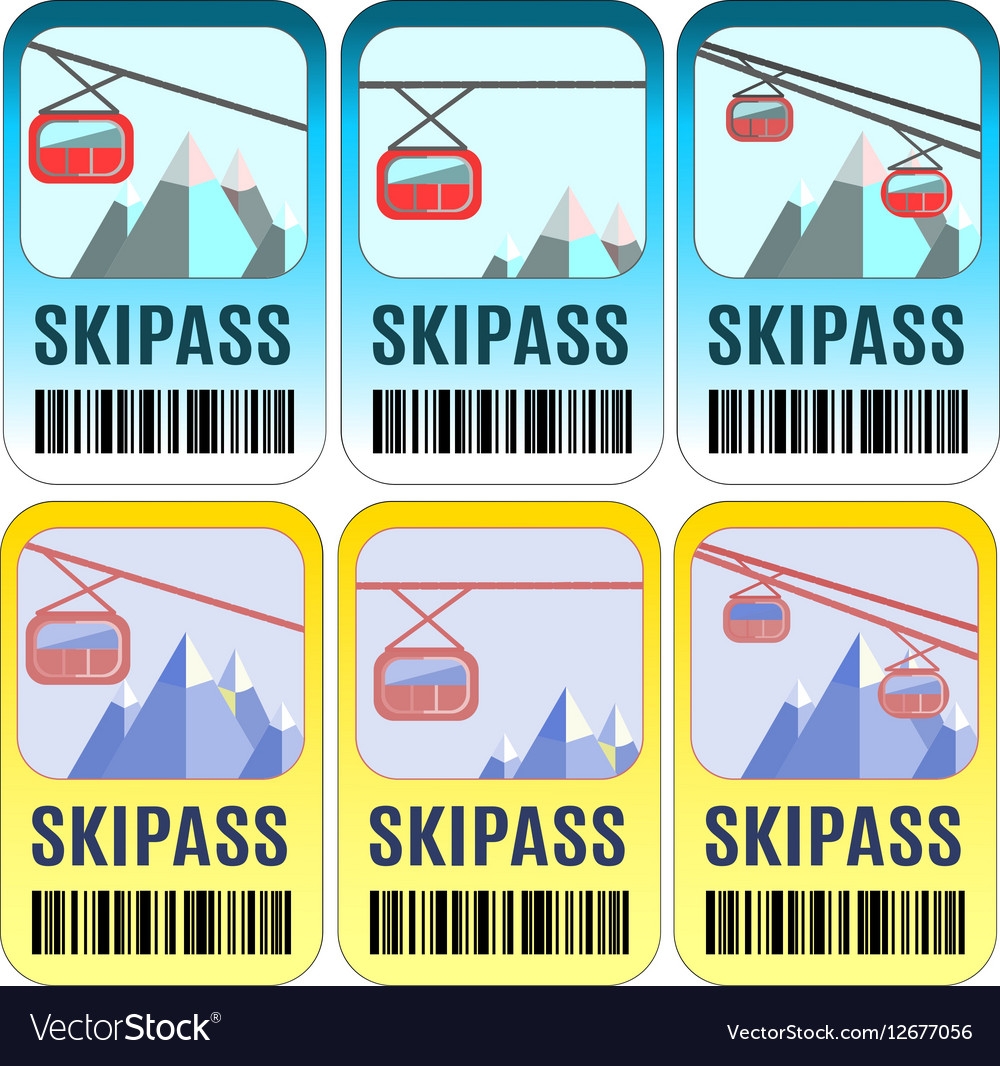 Set Of Skipass Template Design Royalty Free Vector Image