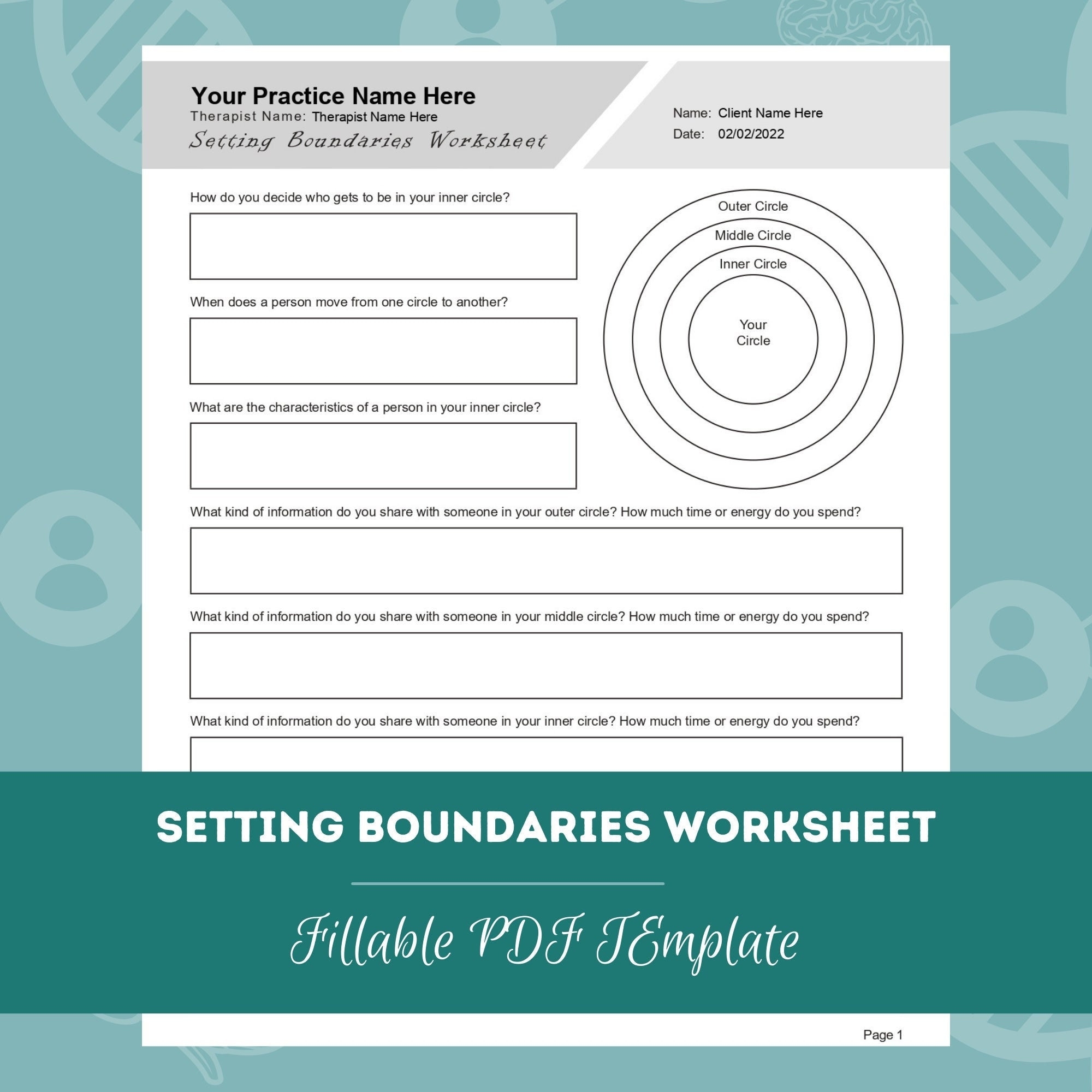 Setting Boundaries Worksheets Fillable printable PDF Setting Healthy Boundaries Mental Health Self care Effective Communication Workbook Etsy