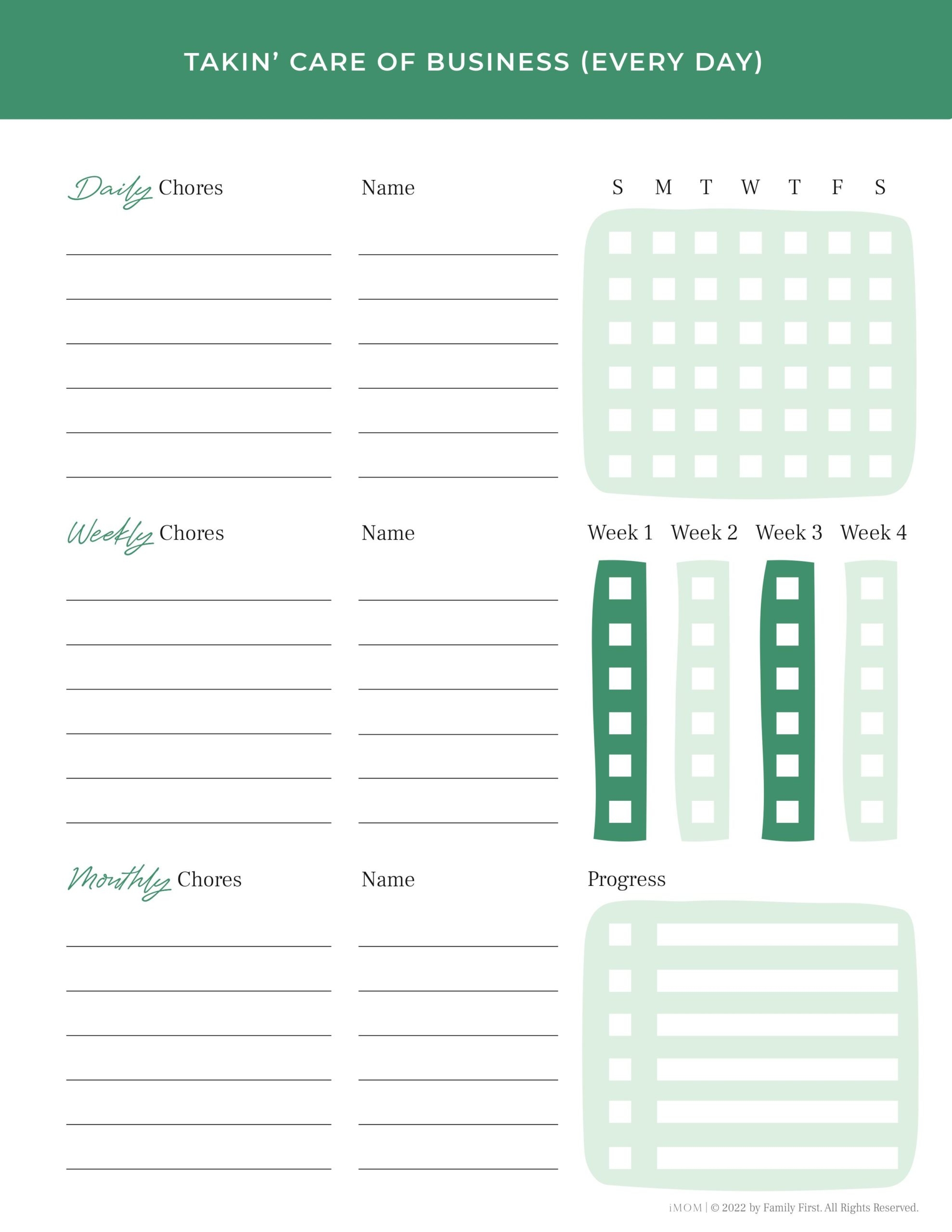 Printable Daily And Weekly Chore Chart