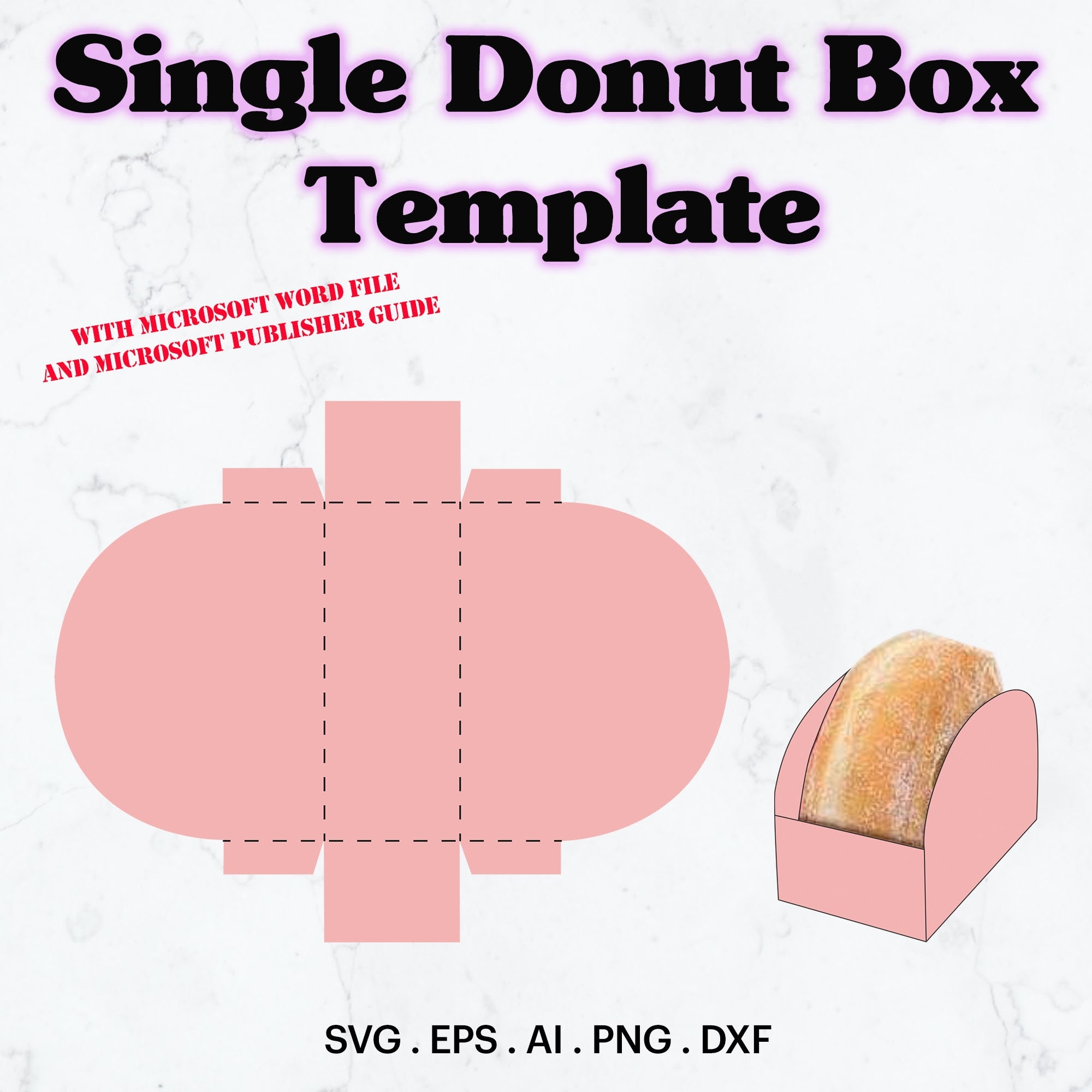 Single Donut Box Template SVG Donut Box Template Design Birthday Party Favor Birthday Supplies Idea Blank Box Cricut Silhouette
