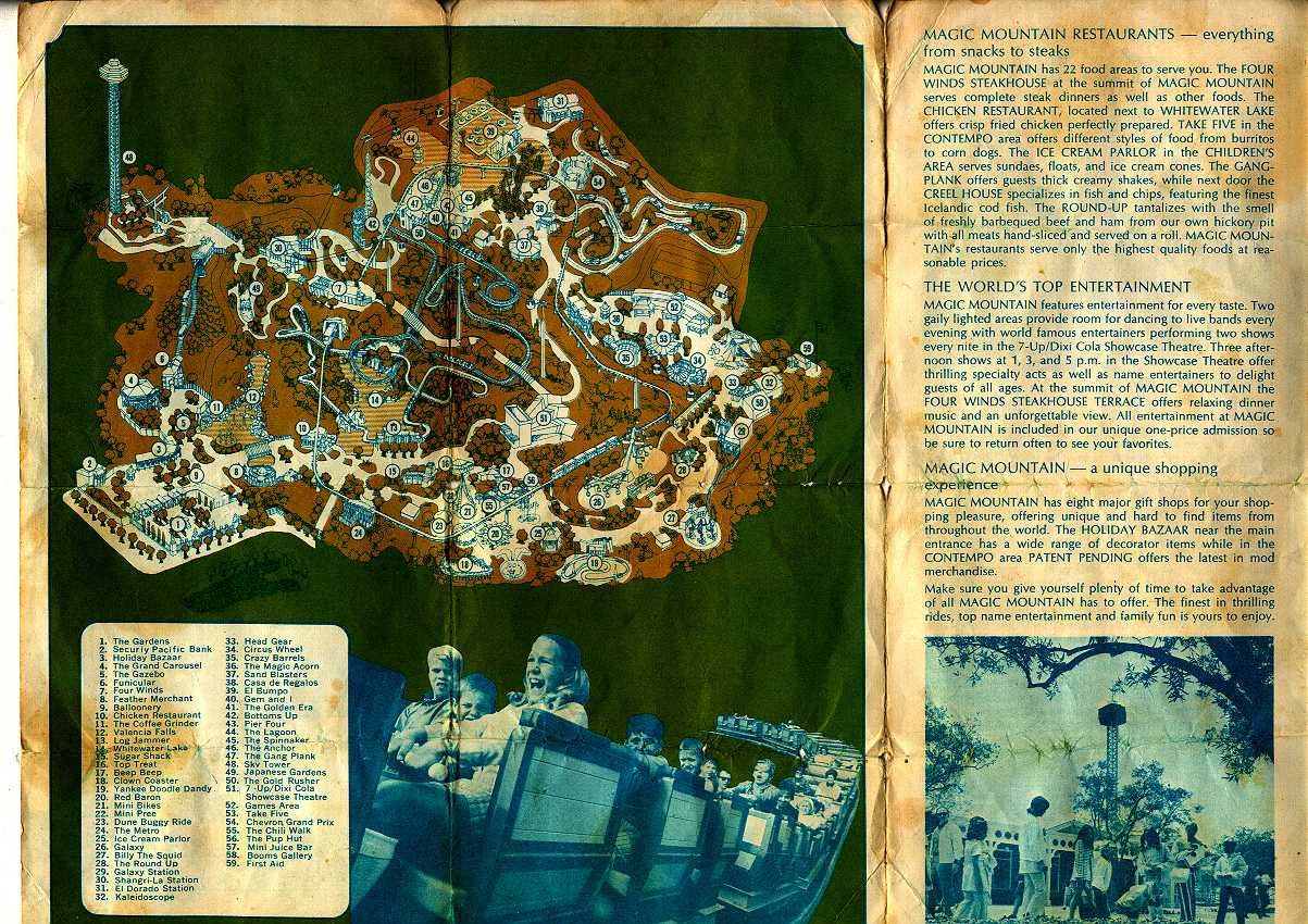Six Flags Magic Mountain 1971 Park Map Six Flags Magic Mountain 1971 Park Map