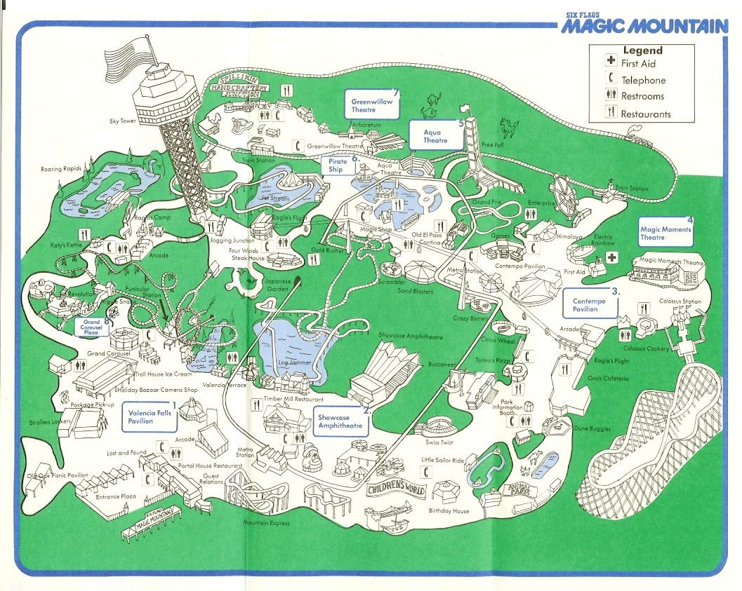 Six Flags Magic Mountain 1982 Park Map Six Flags Magic Mountain 1982 Park Map