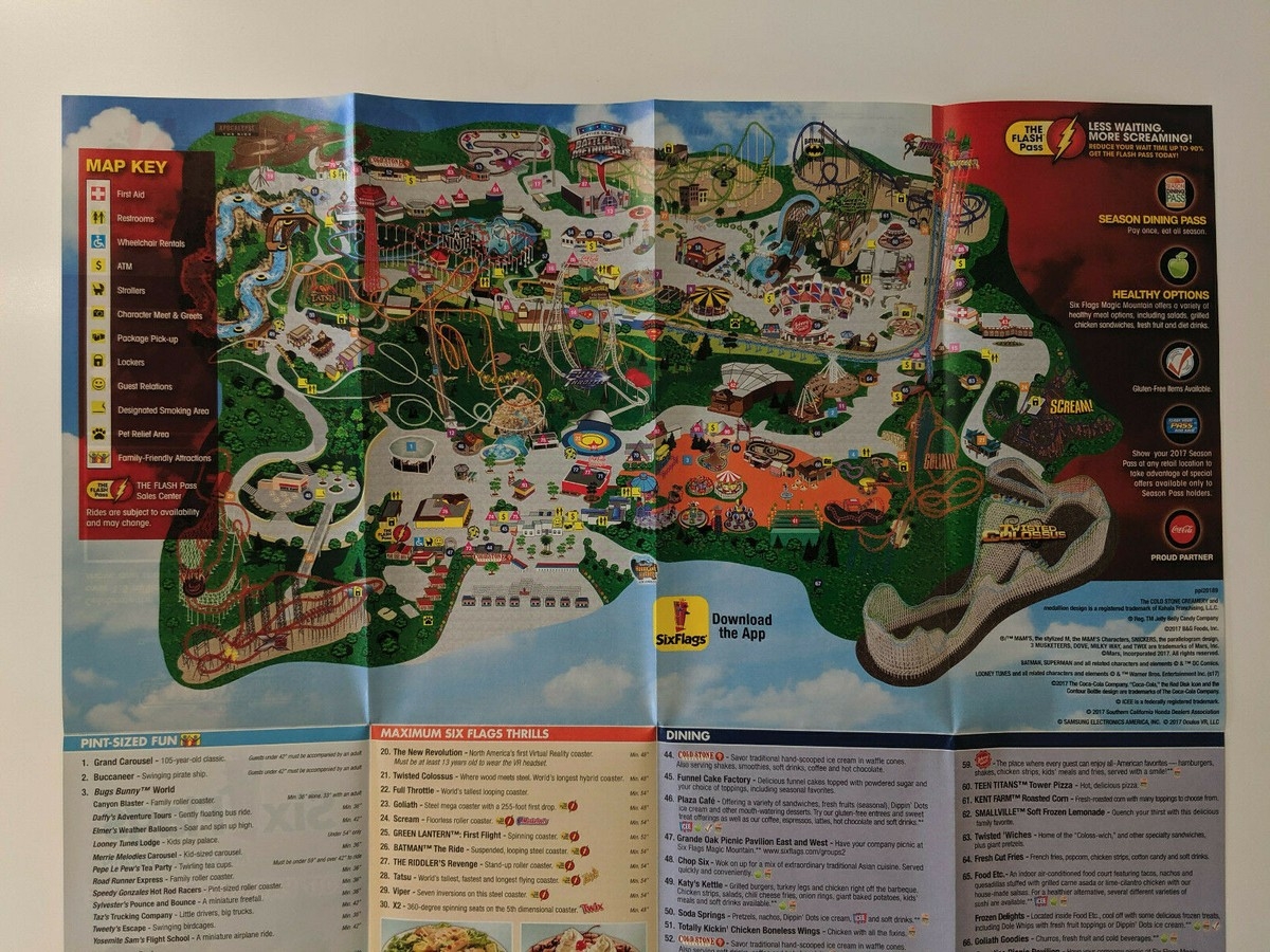 Six Flags Magic Mountain 2017 Park Map Guide EBay Six Flags Magic Mountain 2017 Park Map Guide EBay