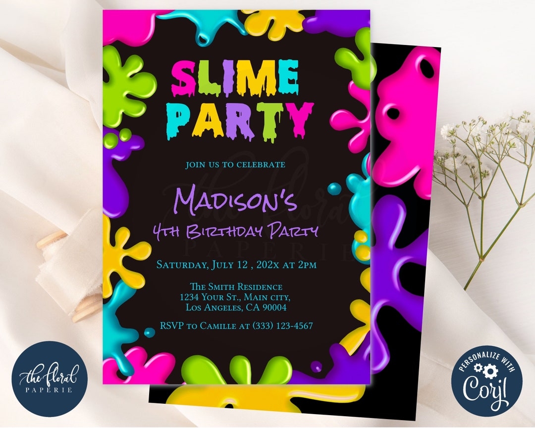 Slime Party Invitation Template Editable Any Age Birthday Invitation Slime Party Invitation Template Editable Any Age Birthday Invitation