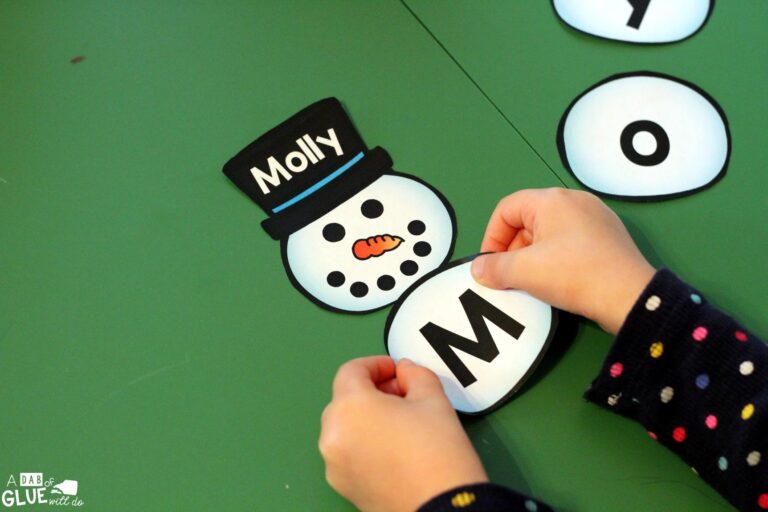Snowman Names Name Building Practice Printable 