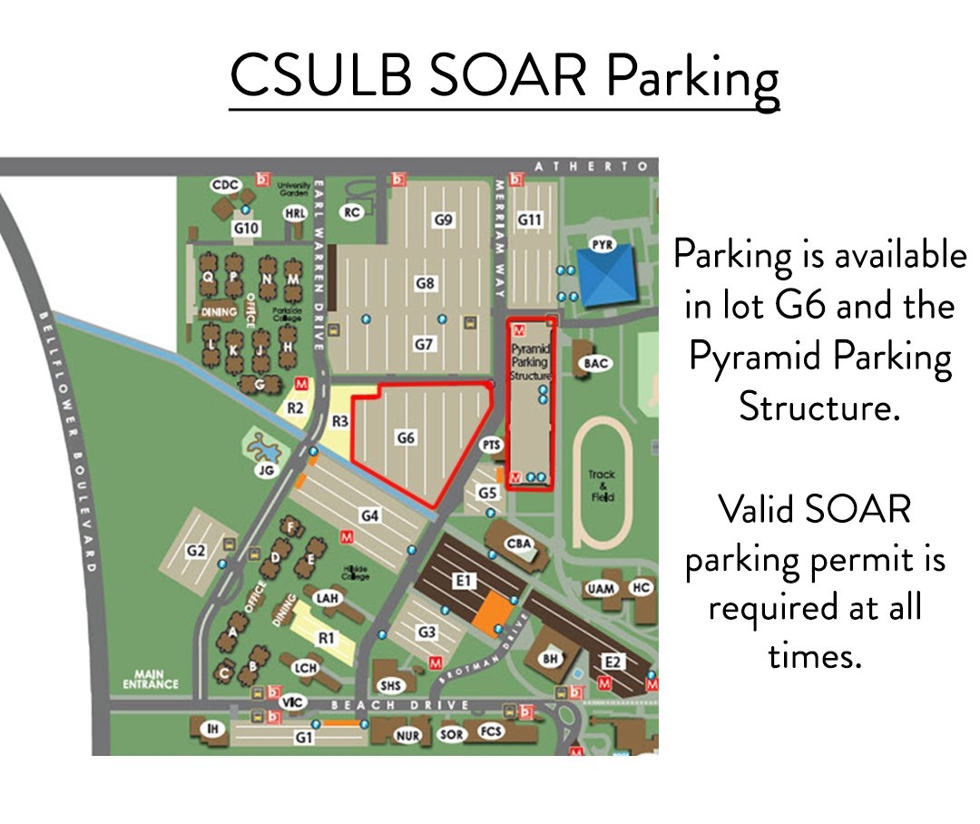 SOAR PARKING REMINDER LB soar Parking Is Available In Lot G6 And The Pyramid Parking Structure Please Visit Our Campus Map At Https t co RThIPwWcYR