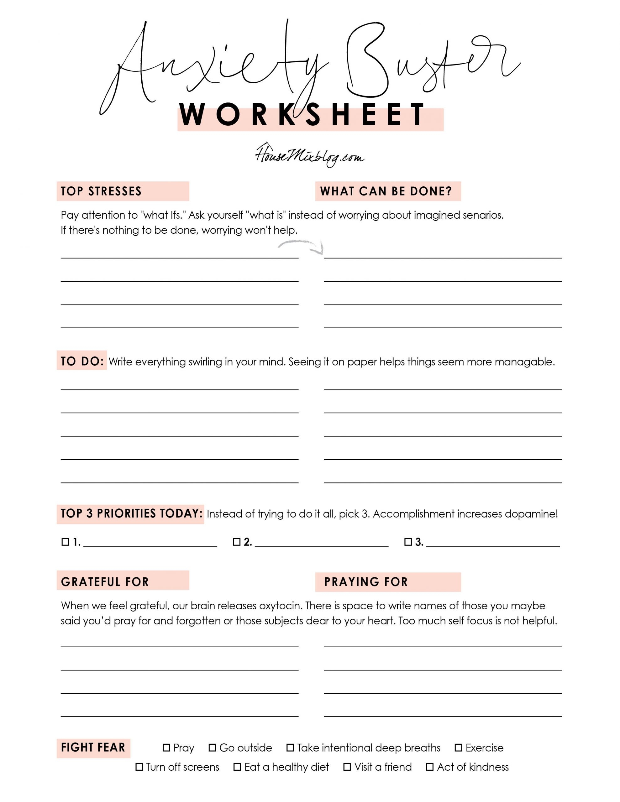 Printable Social Anxiety Worksheets