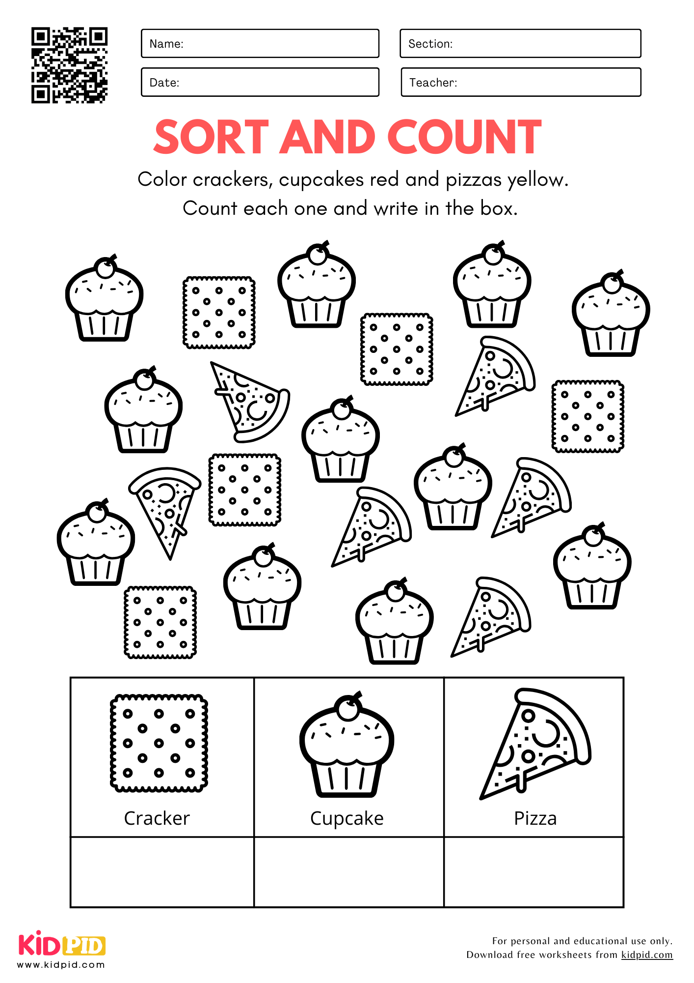 Printable Color Sorting Worksheet