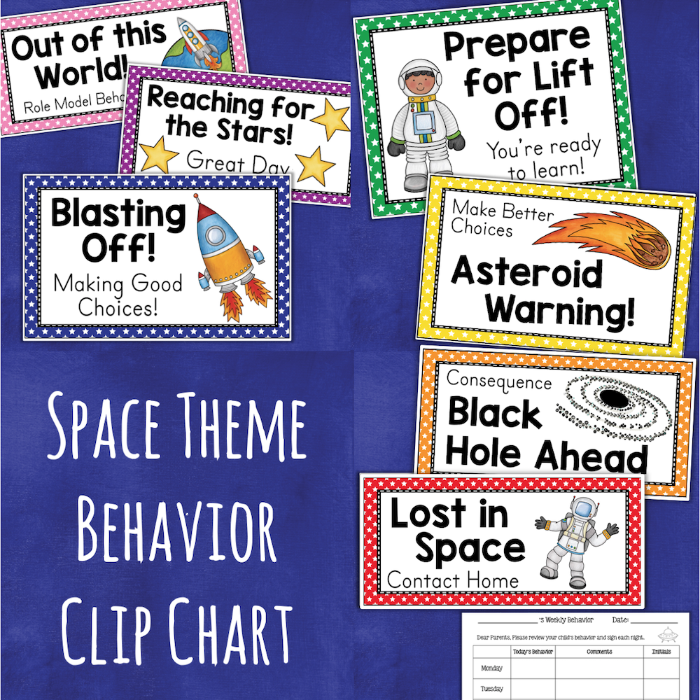 Space Theme Behavior Clip Chart