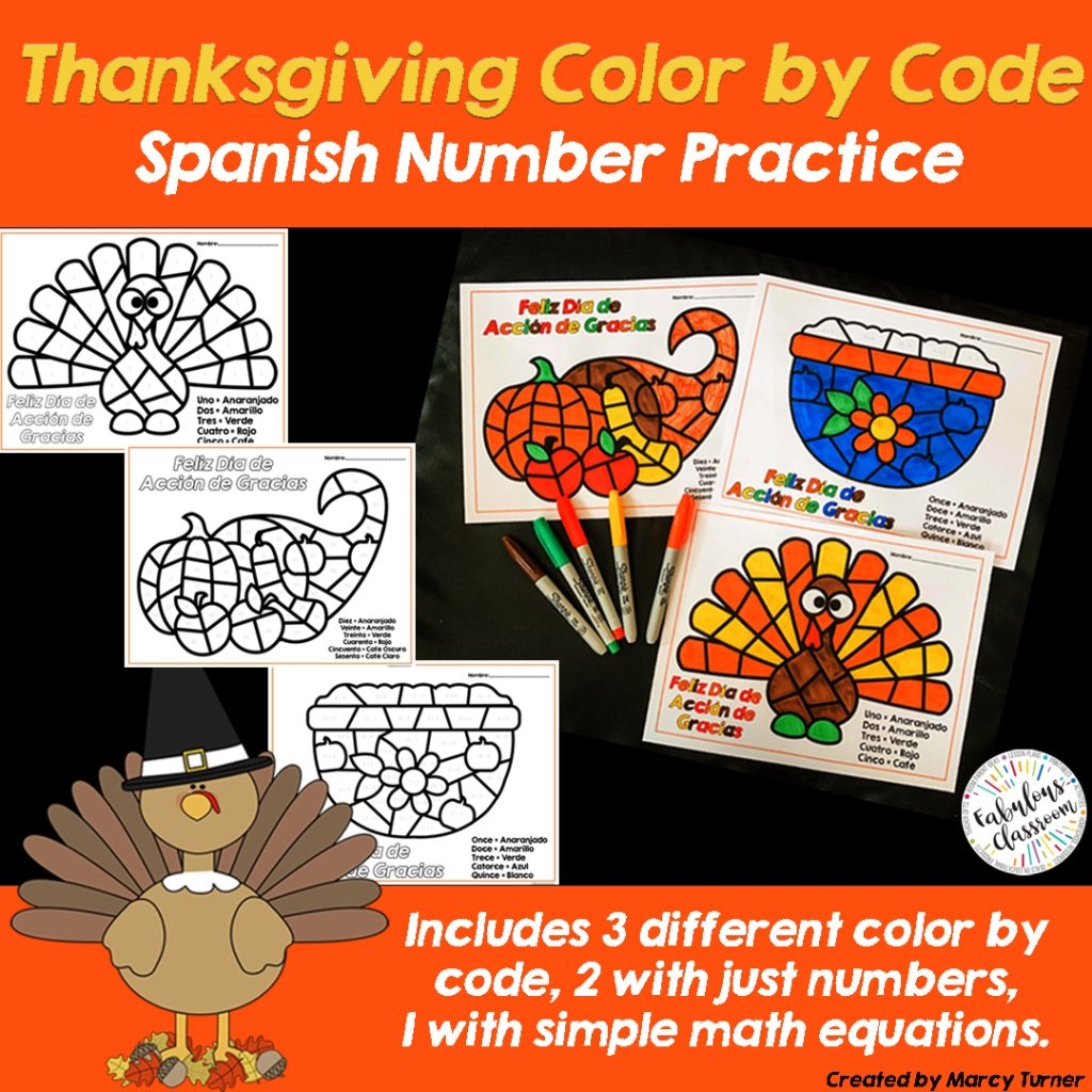 Spanish Thanksgiving Worksheets Numbers Fabulous Classroom