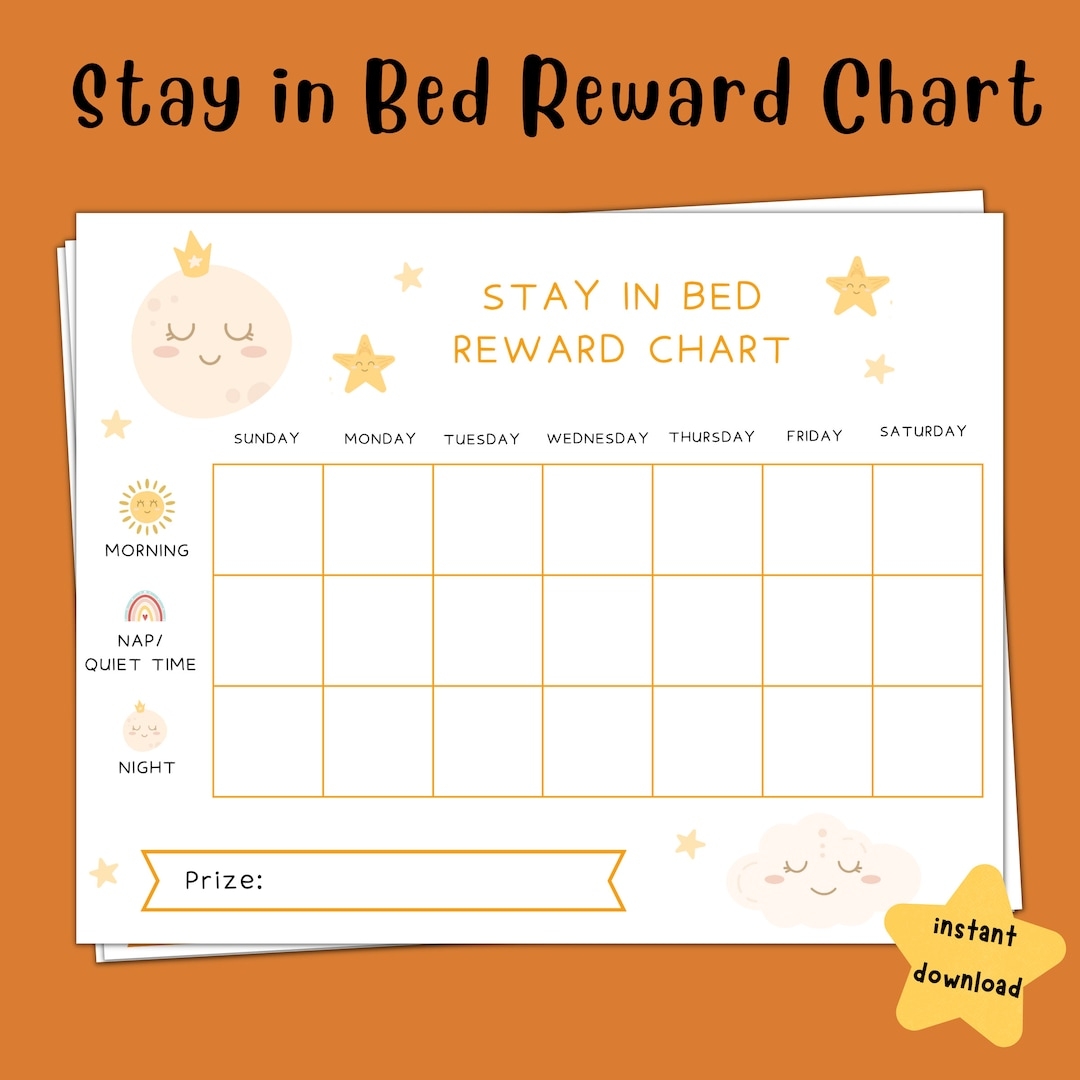 Stay In Bed Reward Chart Night Time Reward Chart Toddler Reward Chart Bedtime Nap Time Reward Chart Etsy