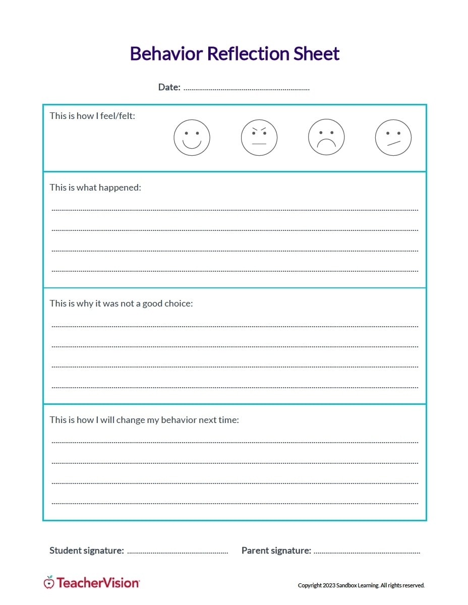 Student Behavior Reflection Graphic Organizer TeacherVision Student Behavior Reflection Graphic Organizer TeacherVision