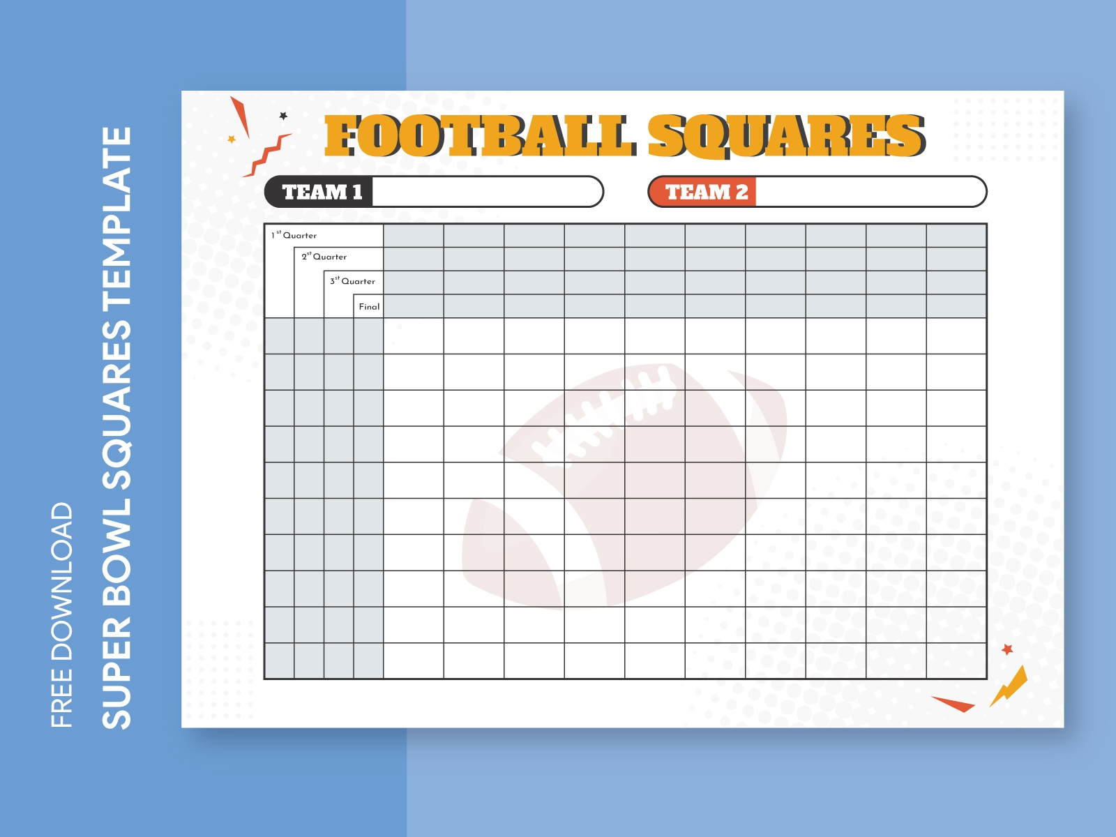 Super Bowl Football Squares Free Google Docs Template By Gdoc On Dribbble Super Bowl Football Squares Free Google Docs Template By Gdoc On Dribbble