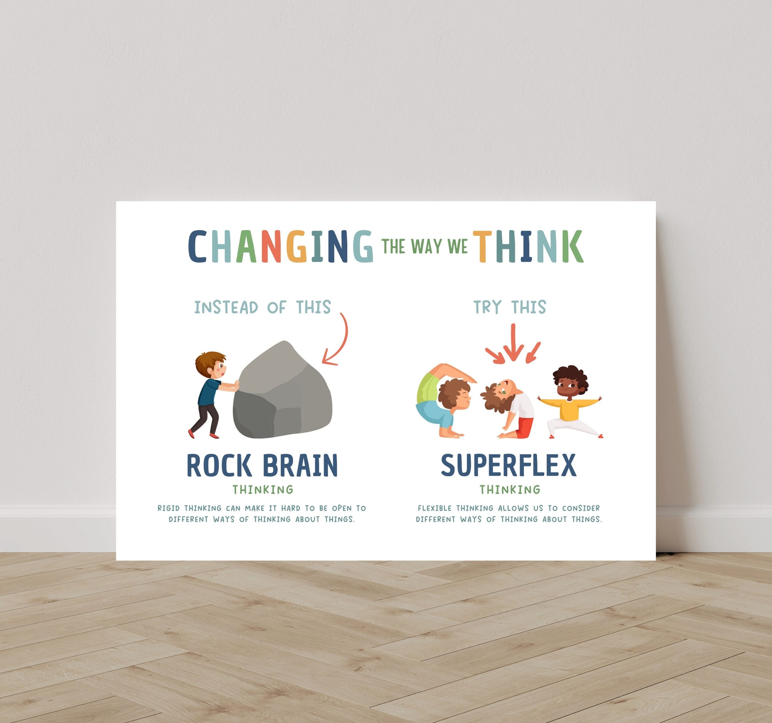 SuperFlex Vs Rock Brain Growth Mindset Changing The Way We Think Mindset Printable Social Emotional Learning Classroom Mindset Posters