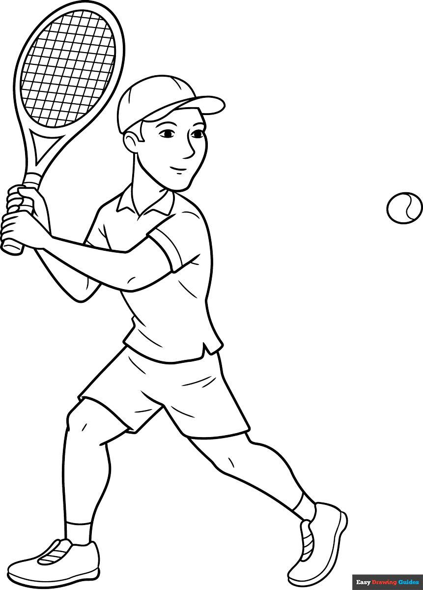 Tennis Player Coloring Page Easy Drawing Guides Tennis Player Coloring Page Easy Drawing Guides