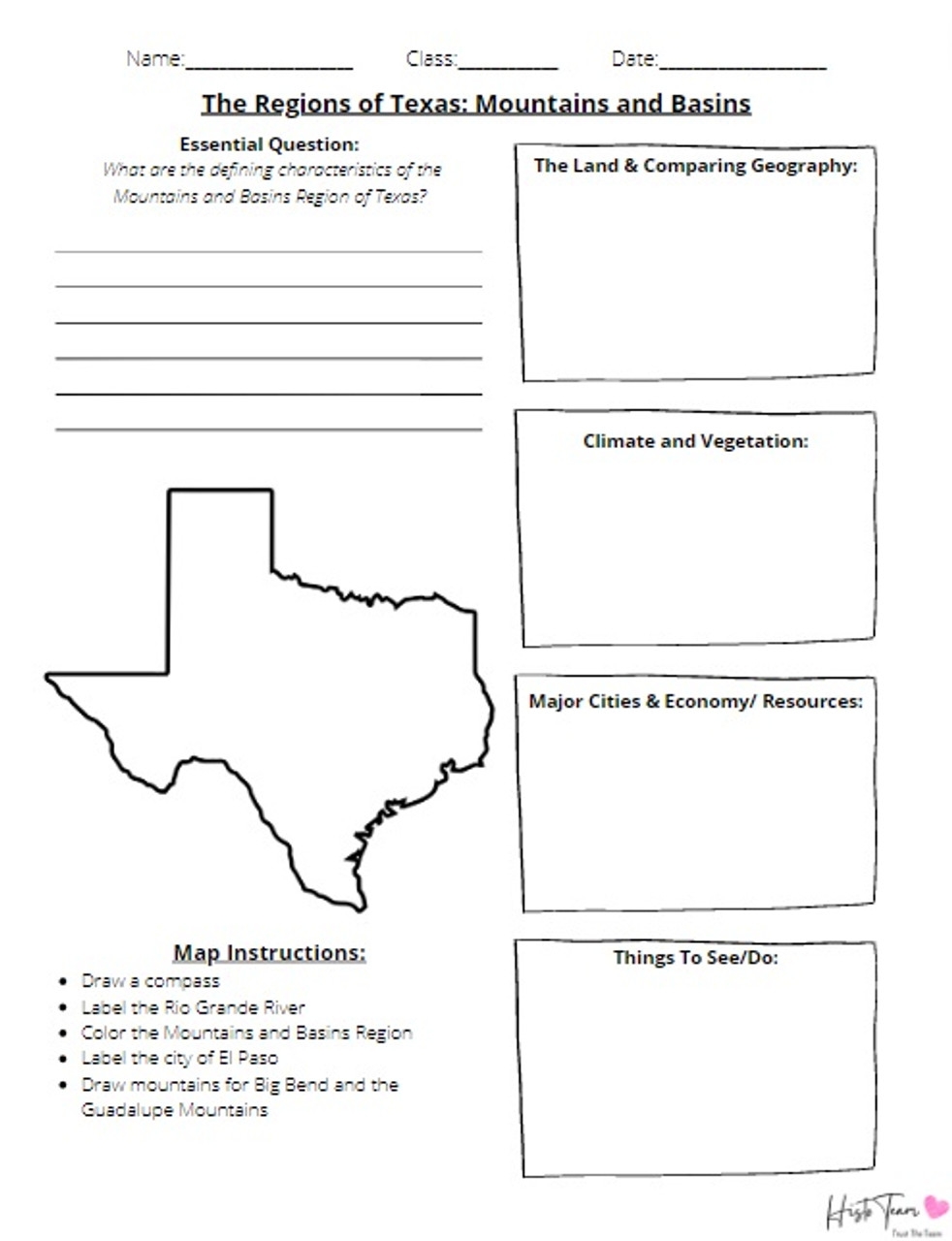 Texas History Regions Of Texas PowerPoint And Activities Worksheets Library