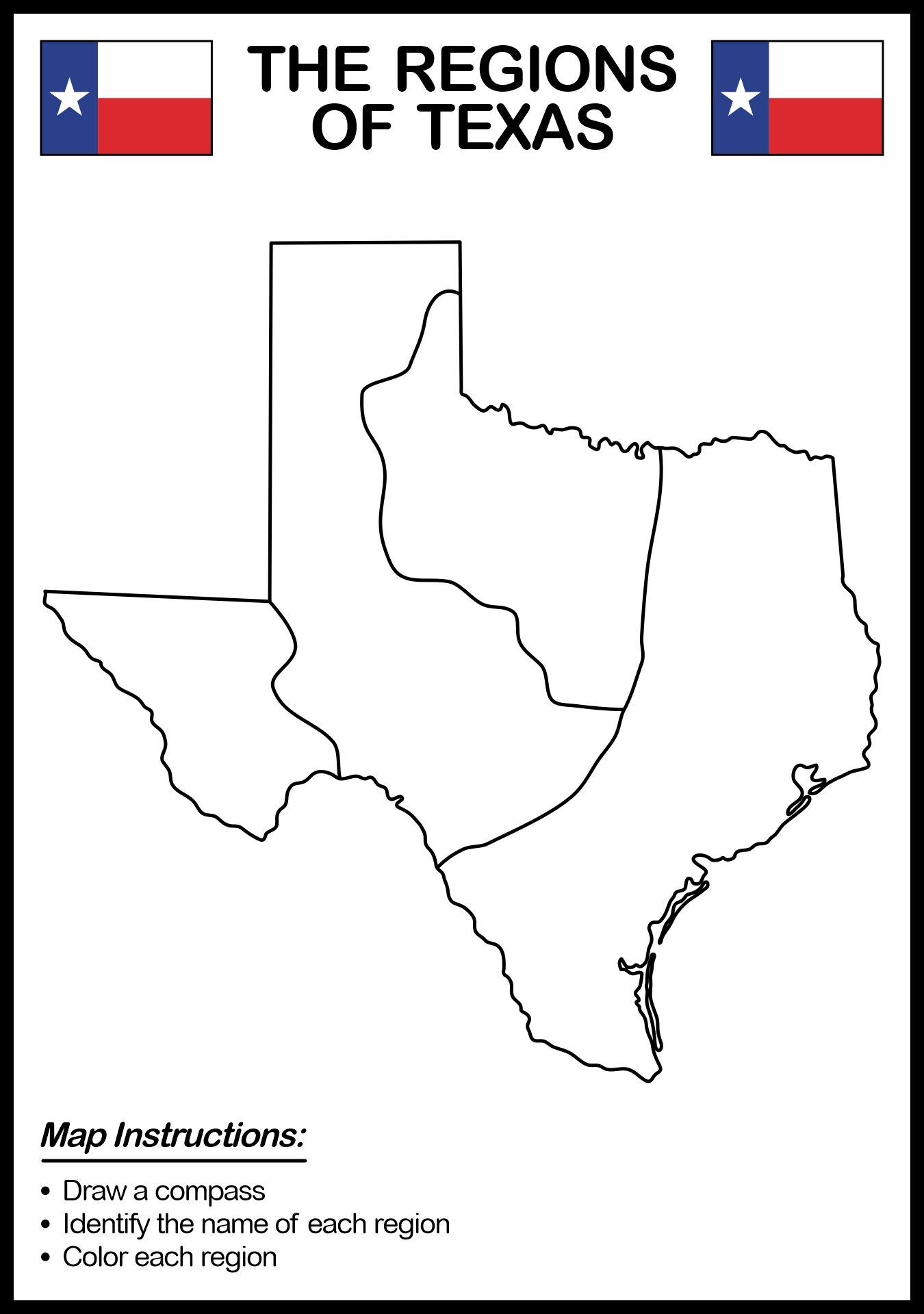 Texas Map With Regions Labeled