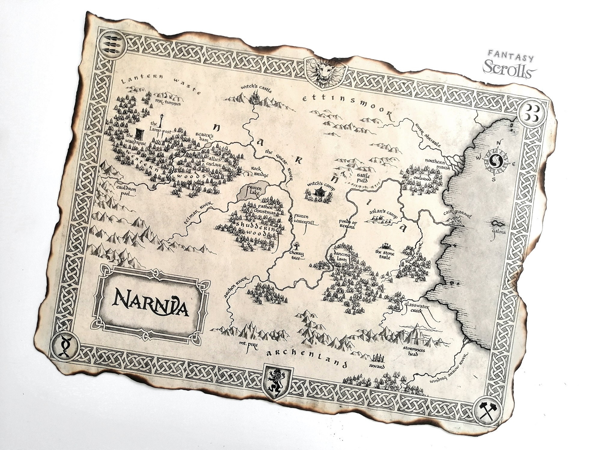 The Chronicles Of Narnia Map The World Of Narnia Map The Narnian World The Lion The Witch And The Wardrobe Prince Caspian Map Etsy